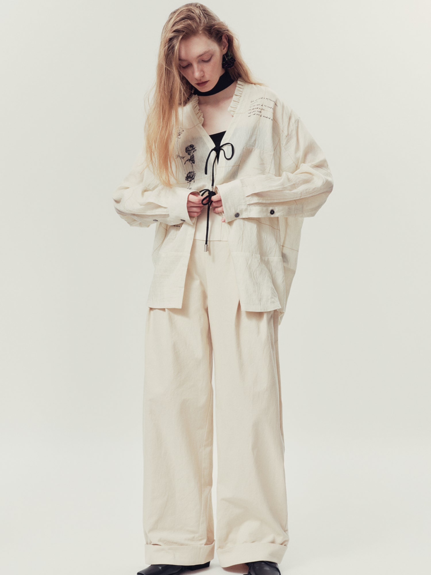 AnnoMundi Natural Drift Sand High Waist Wide Leg Pants