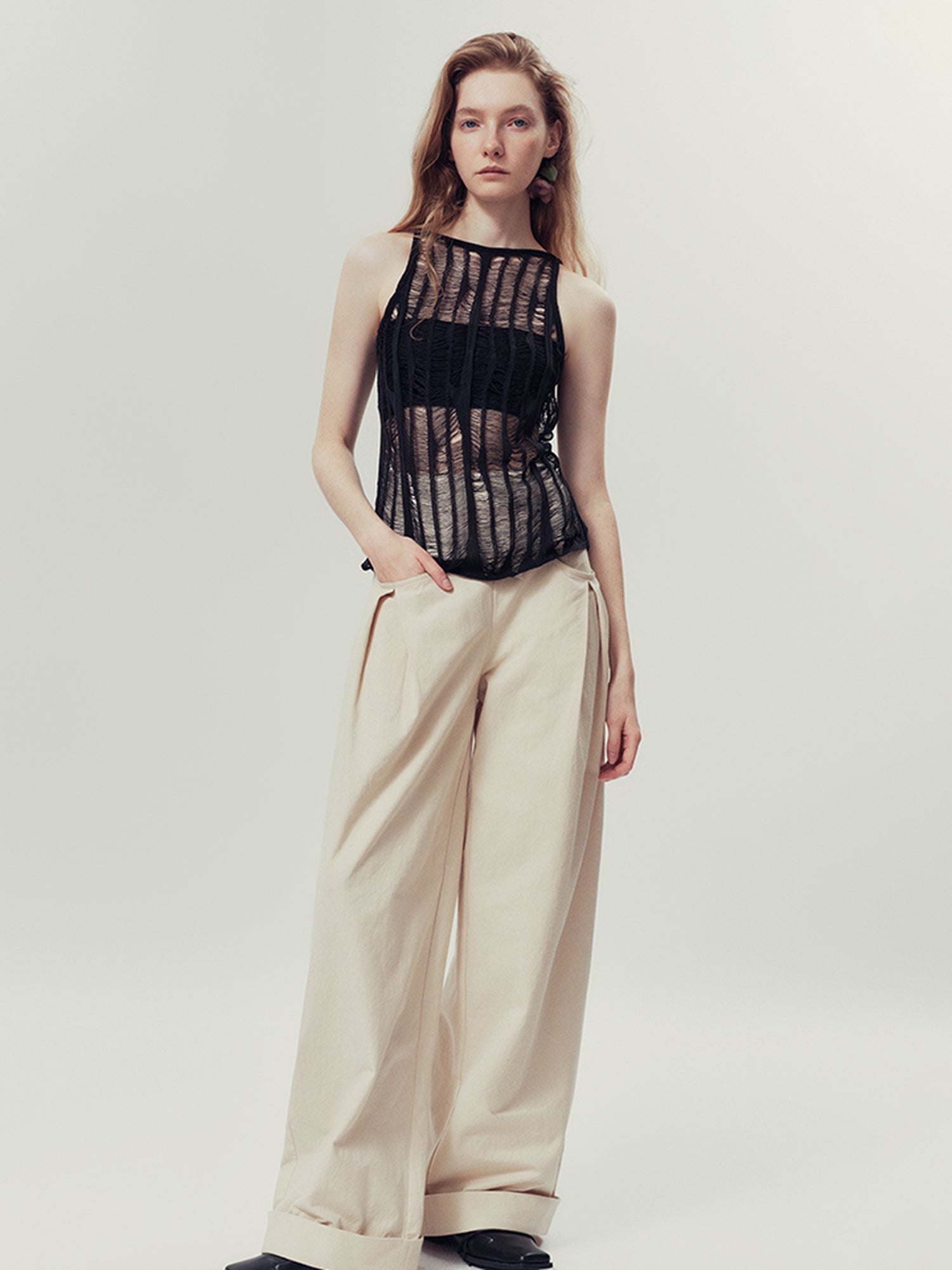 AnnoMundi Natural Drift Sand High Waist Wide Leg Pants