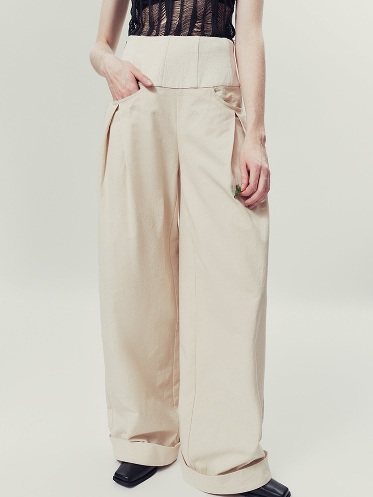 AnnoMundi Natural Drift Sand High Waist Wide Leg Pants