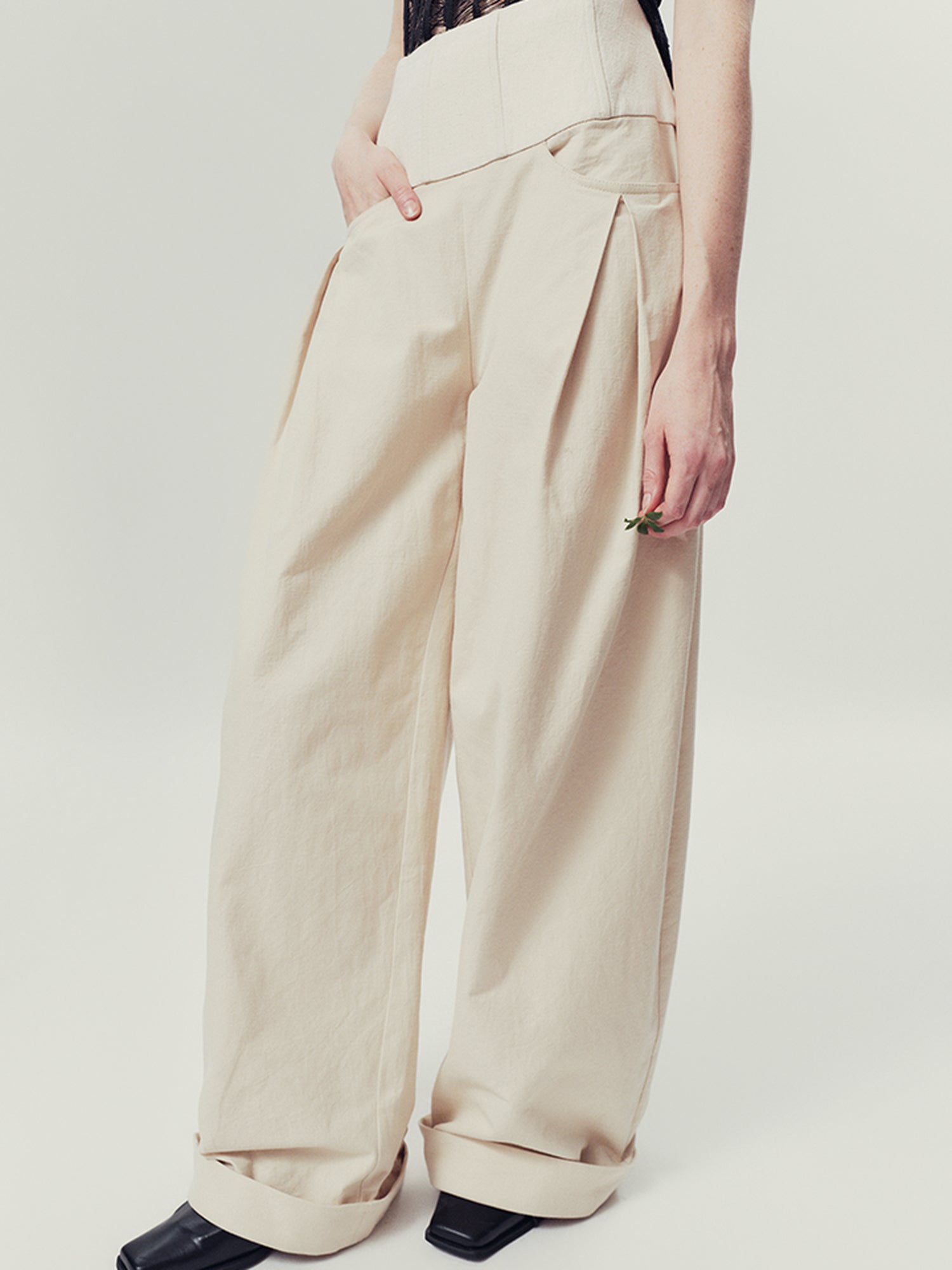 AnnoMundi Natural Drift Sand High Waist Wide Leg Pants