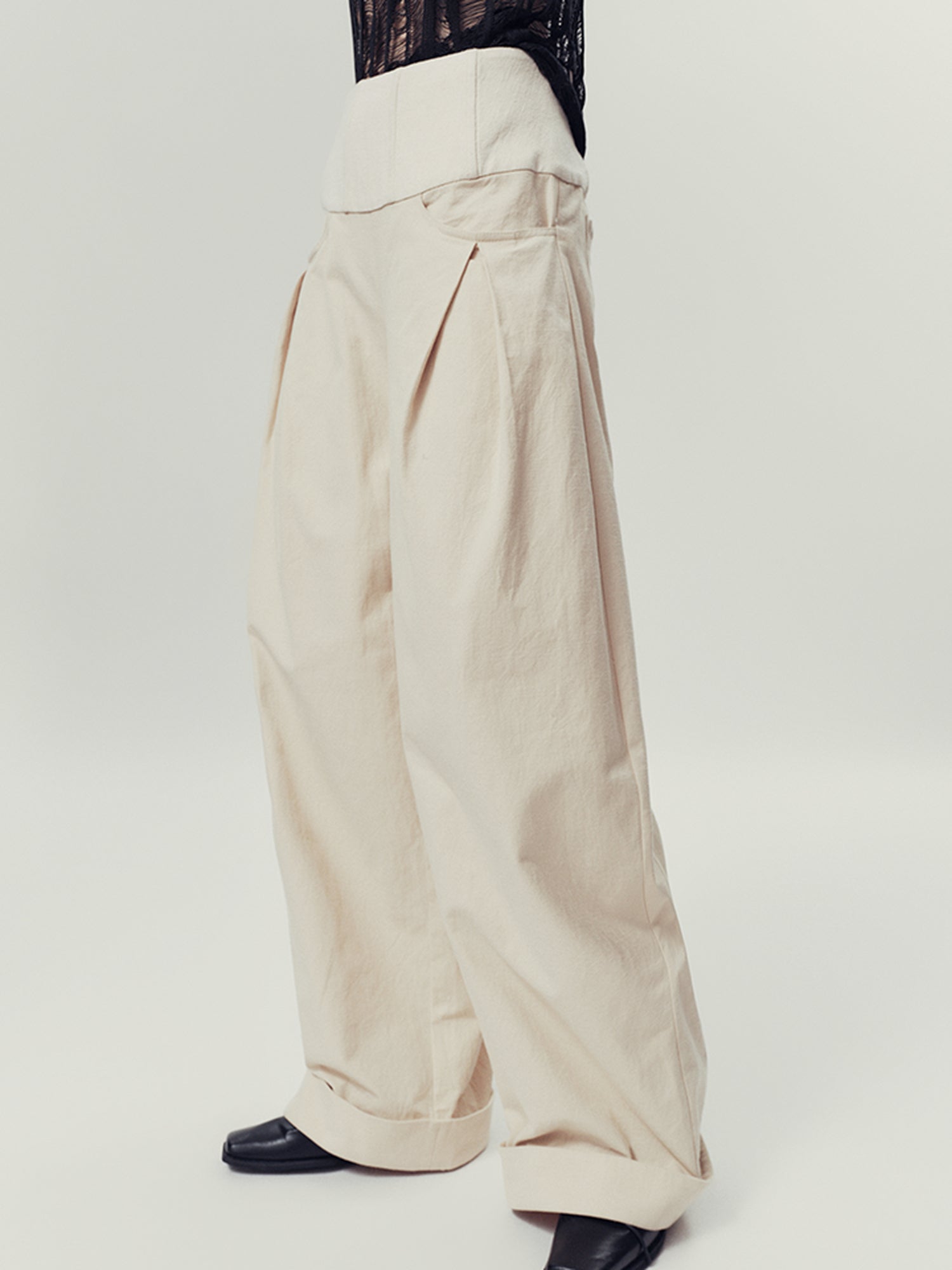AnnoMundi Natural Drift Sand High Waist Wide Leg Pants