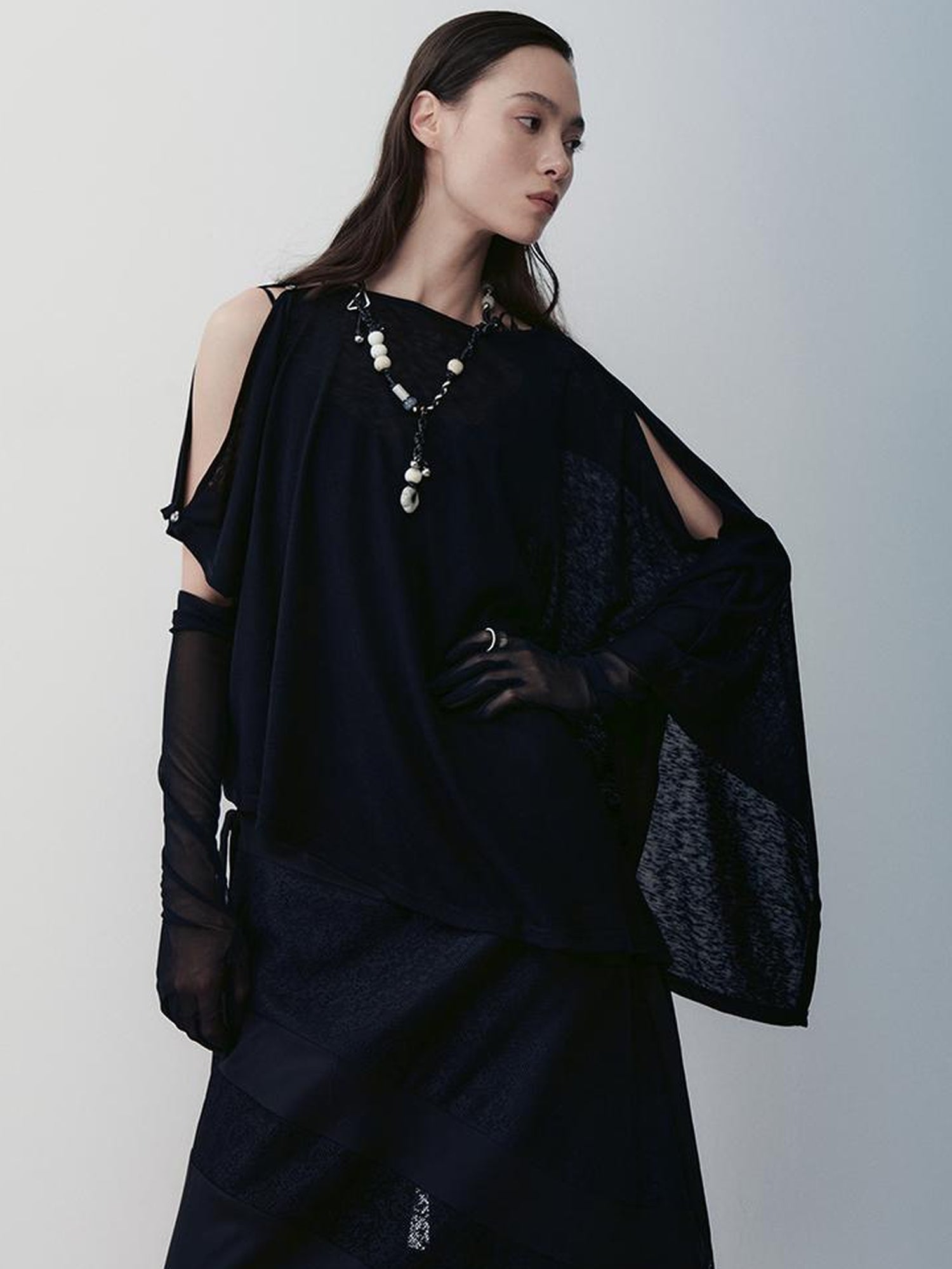 AnnoMundi Nightfall Edge Asymmetric Tunic V Neck T Shirt Long Sleeve