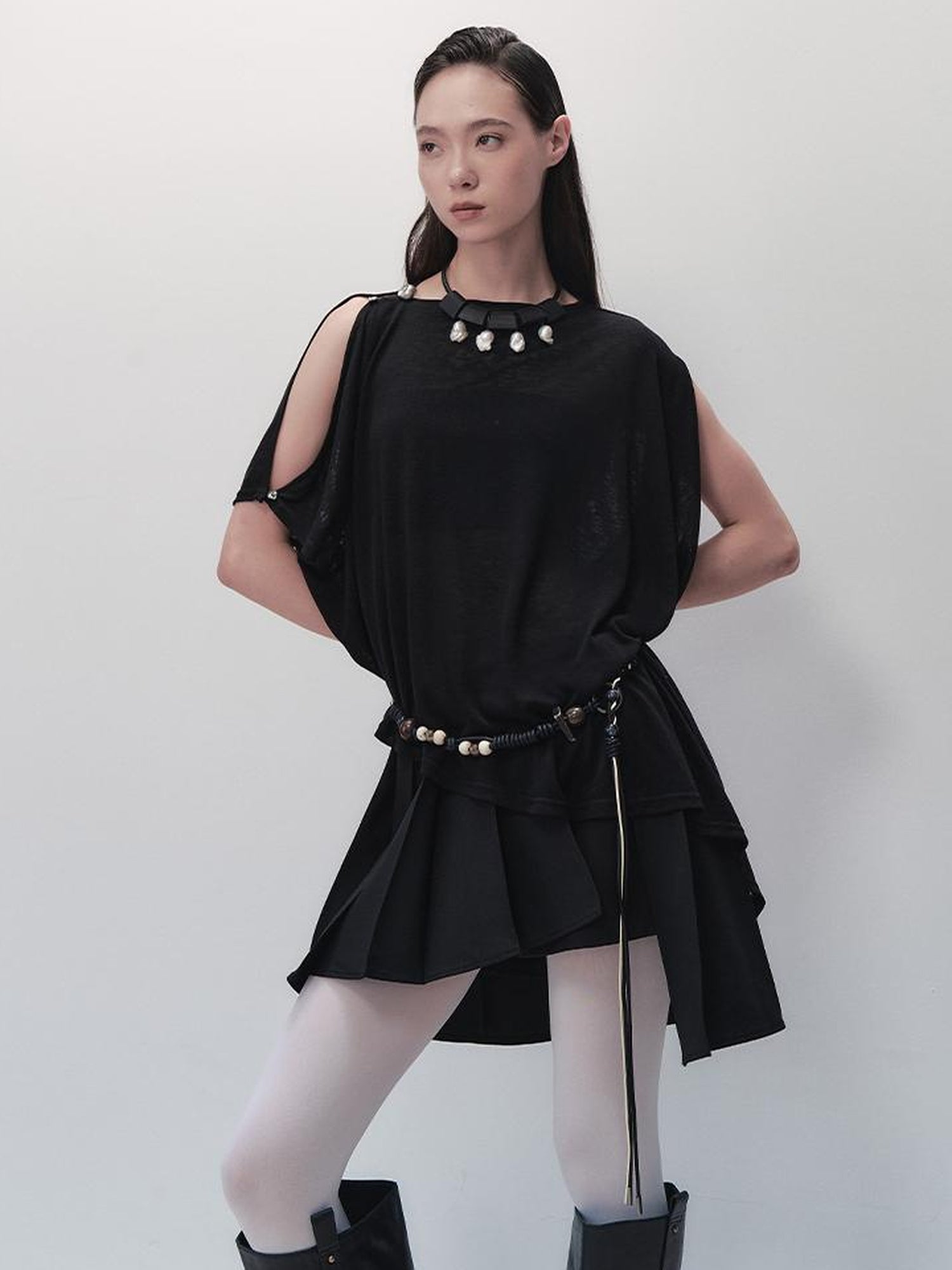 AnnoMundi Nightfall Edge Asymmetric Tunic V Neck T Shirt Long Sleeve