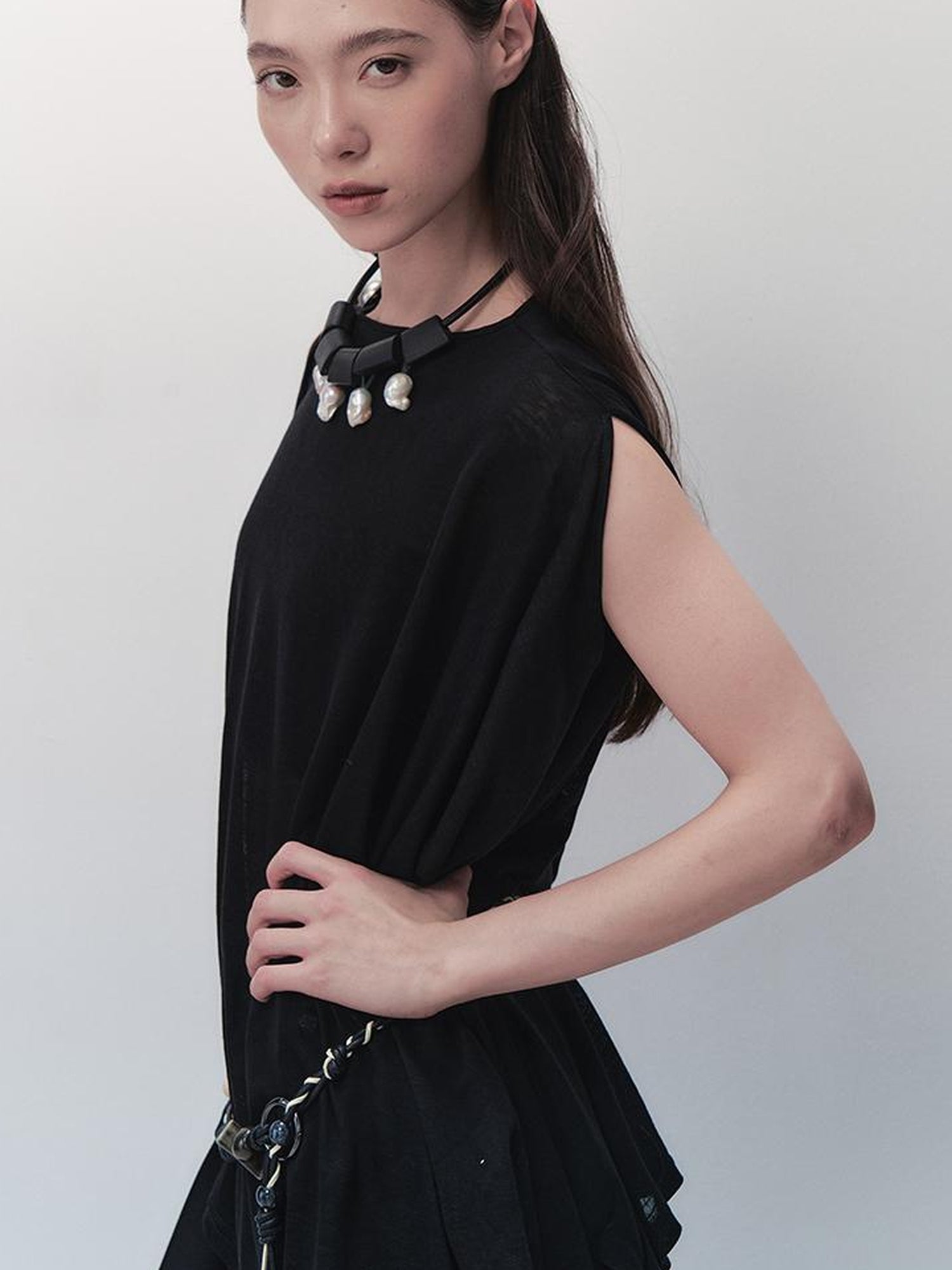 AnnoMundi Nightfall Edge Asymmetric Tunic V Neck T Shirt Long Sleeve