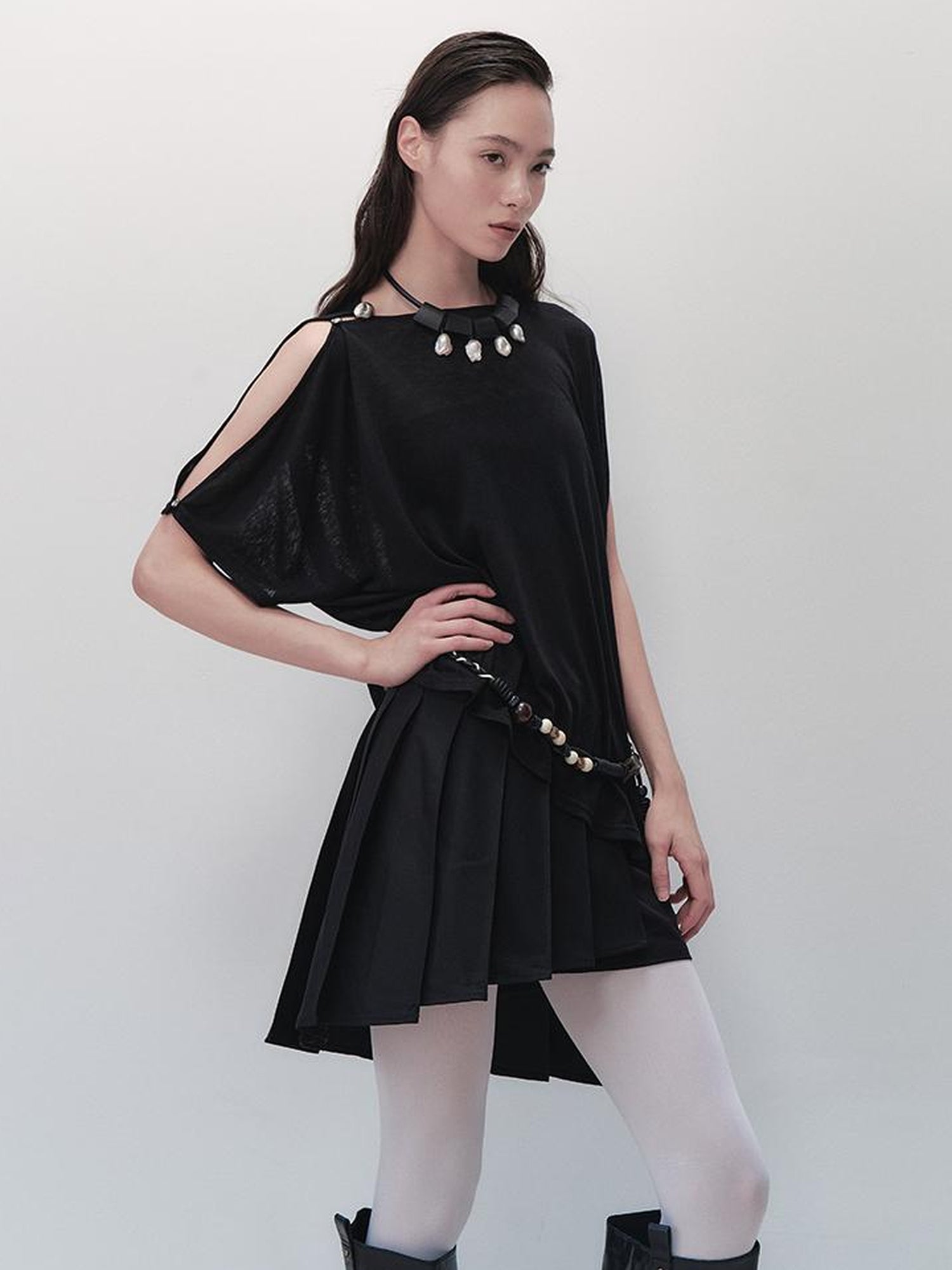 AnnoMundi Nightfall Edge Asymmetric Tunic V Neck T Shirt Long Sleeve