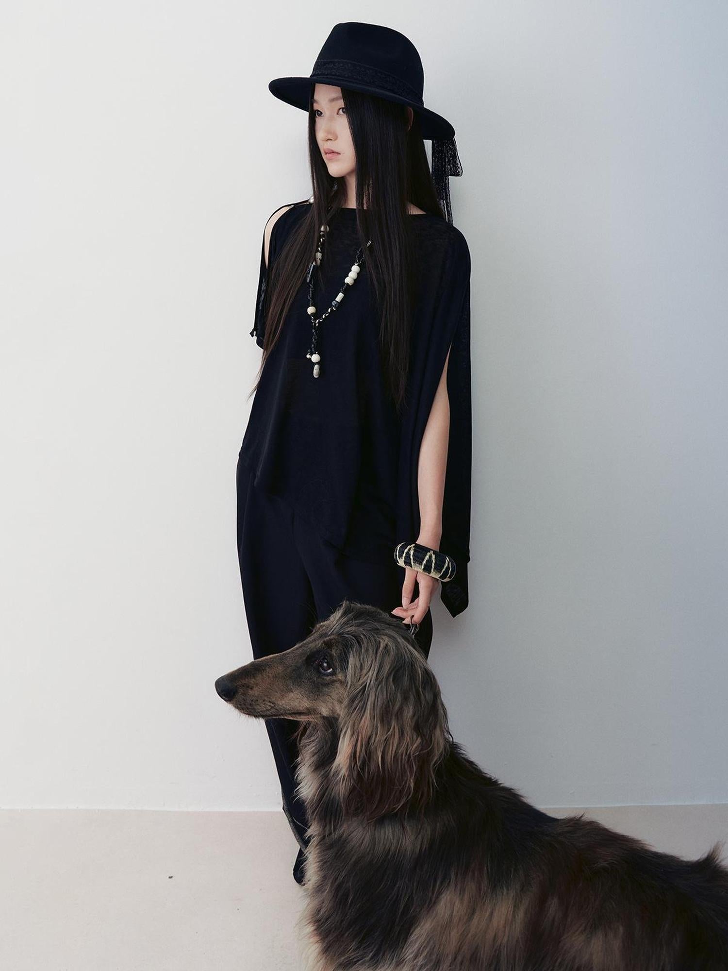 AnnoMundi Nightfall Edge Asymmetric Tunic V Neck T Shirt Long Sleeve