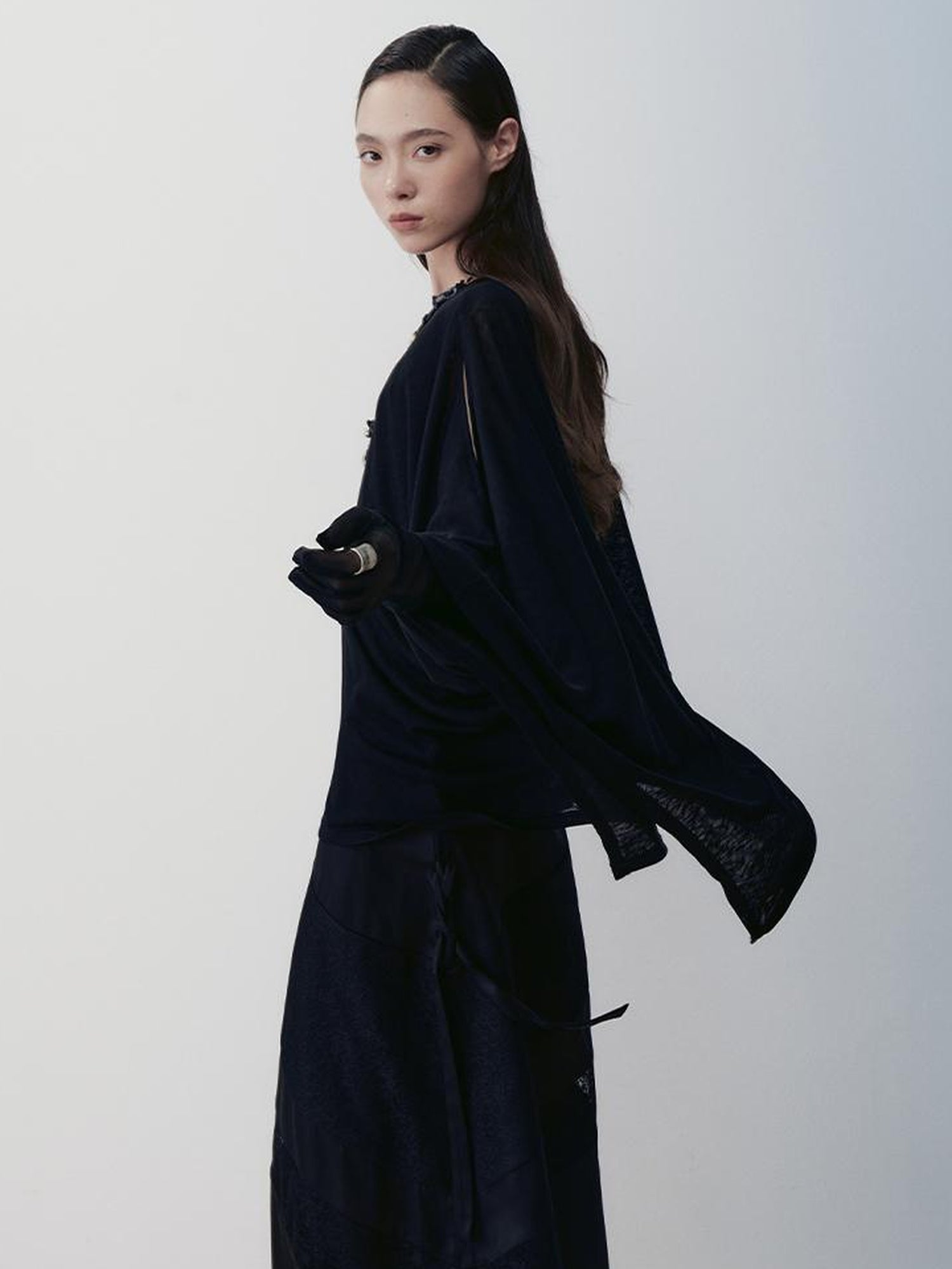 AnnoMundi Nightfall Edge Asymmetric Tunic V Neck T Shirt Long Sleeve