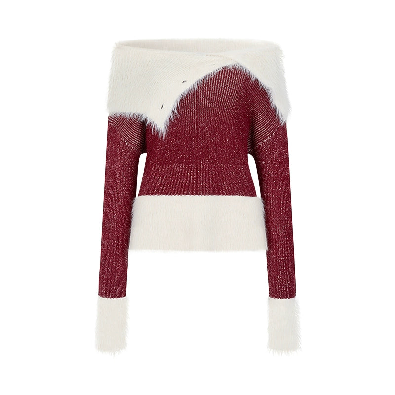 AnnoMundi_Off_Shoulder_Red_Mohair_Blend_Sweater_With_Detachable_High_Neck_MISSTT