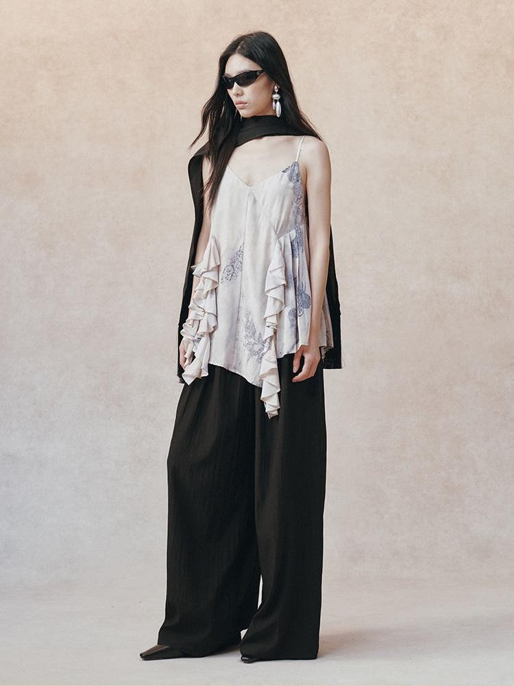 AnnoMundi Ombre Ink Wash Floral Irregular Ruffle Women&