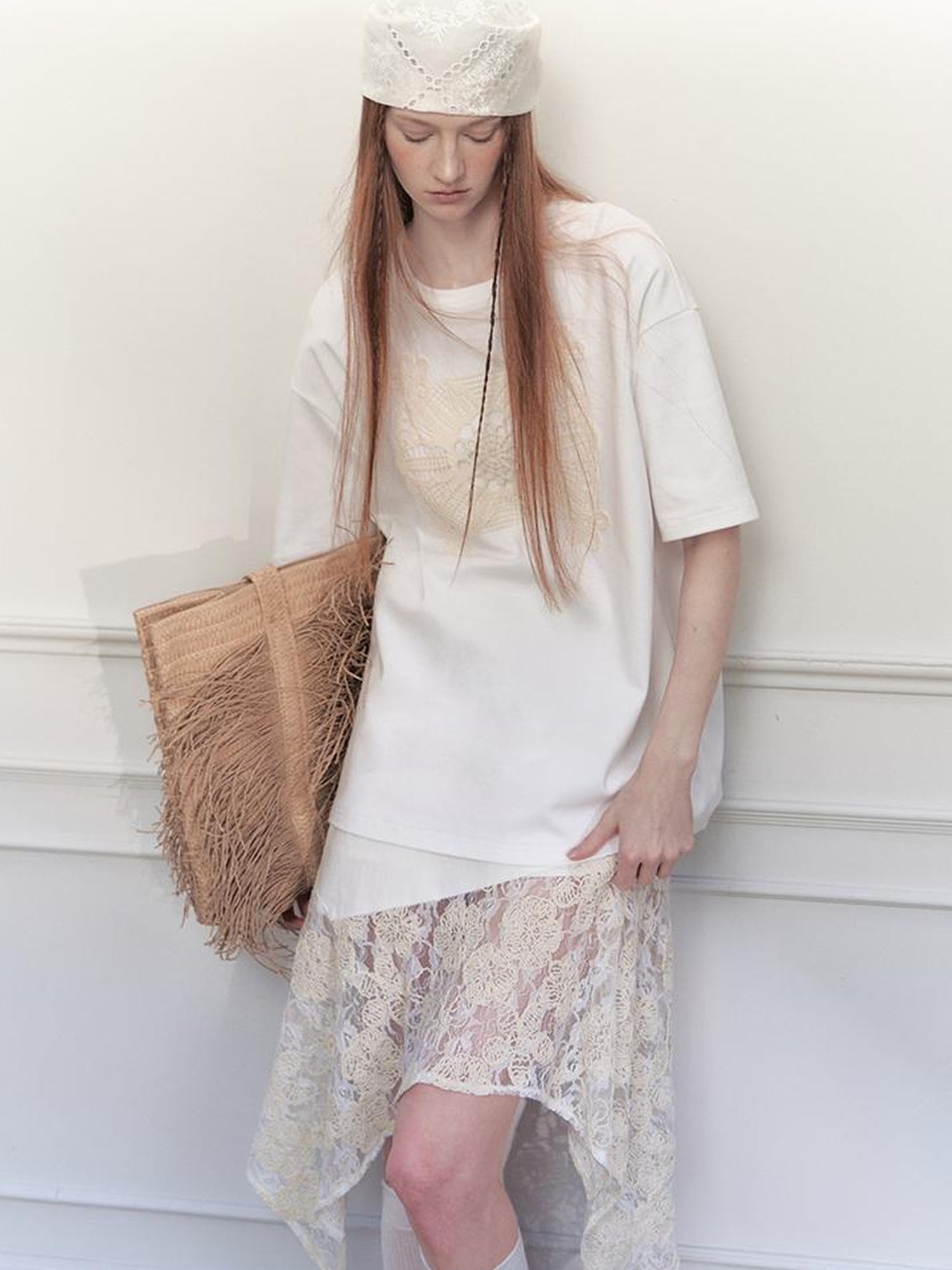 Openwork Floral Summer Relaxed Fit Tee