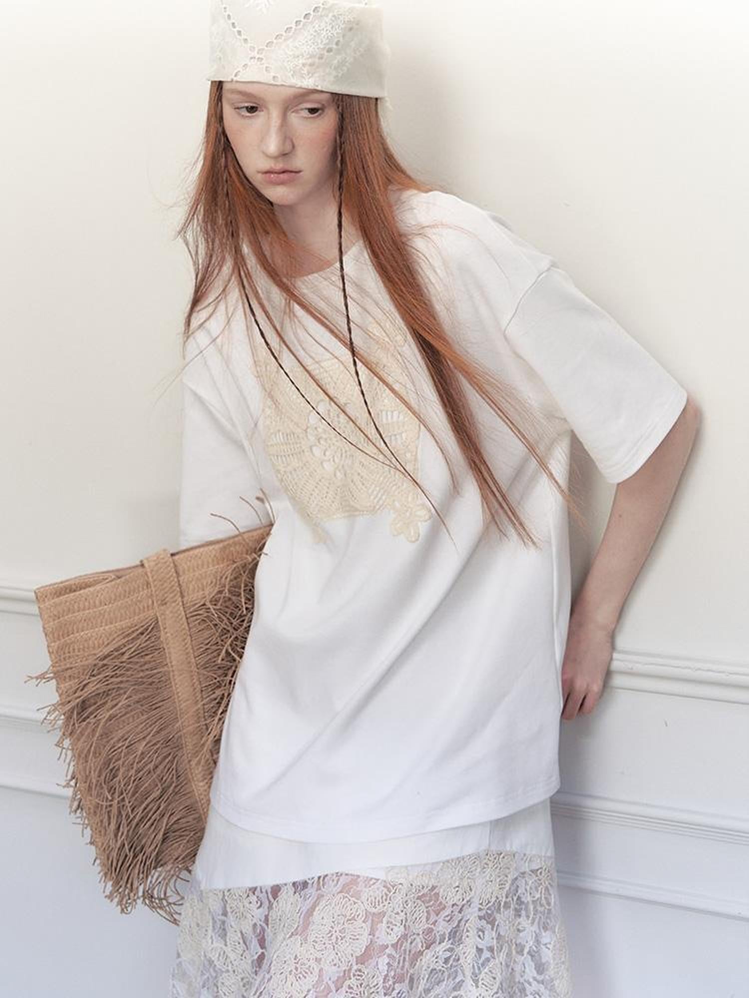 AnnoMundi Openwork Floral Summer Relaxed Fit Tee