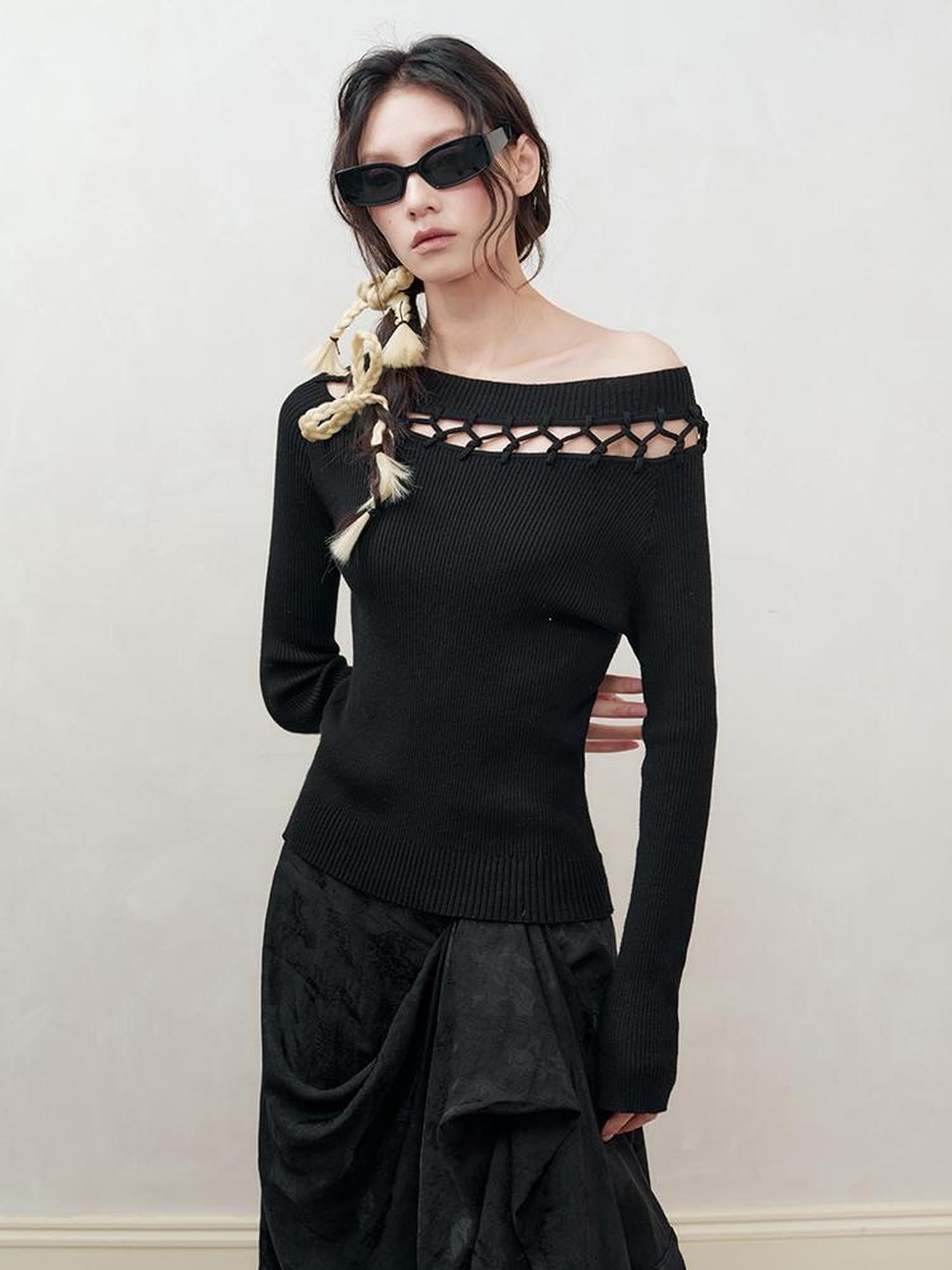 AnnoMundi Openwork Knit Cluster Knot Top