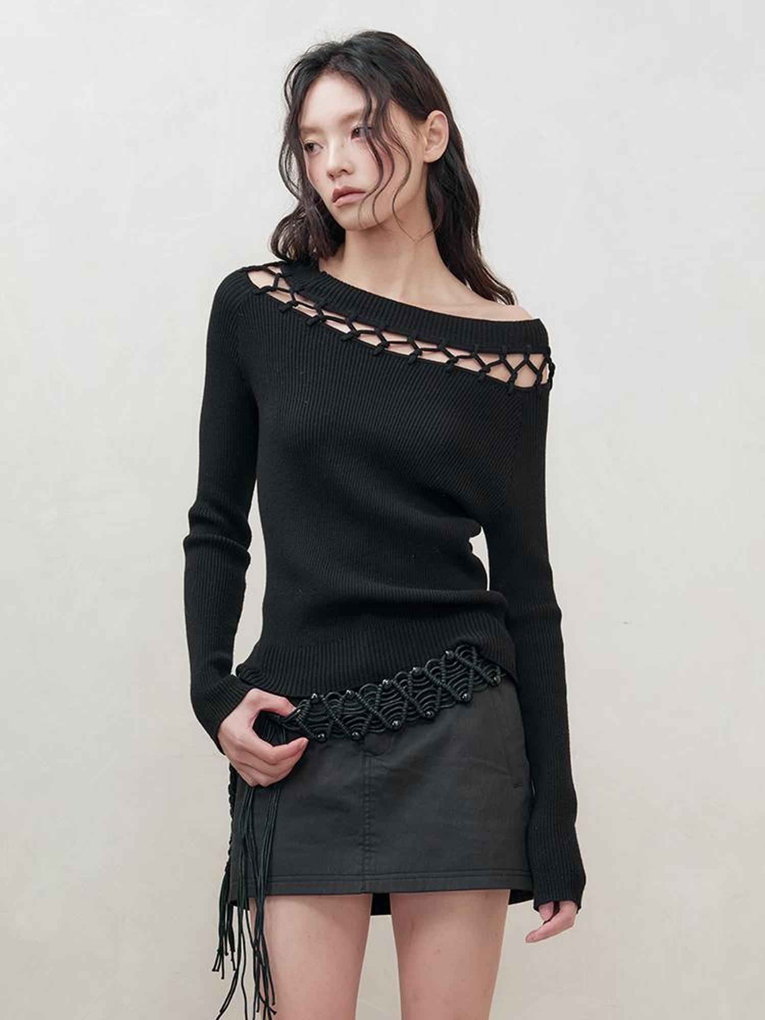 AnnoMundi Openwork Knit Cluster Knot Top