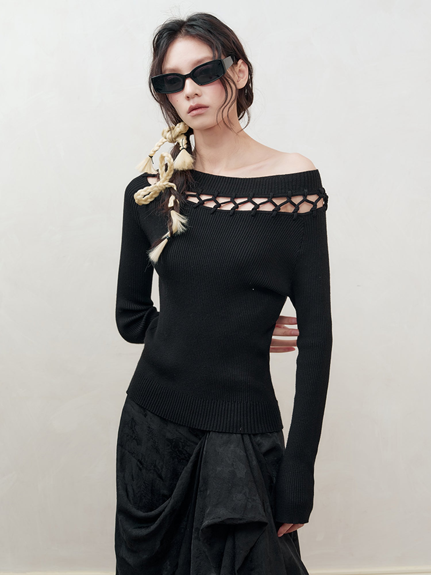 AnnoMundi Openwork Knit Cluster Knot Top