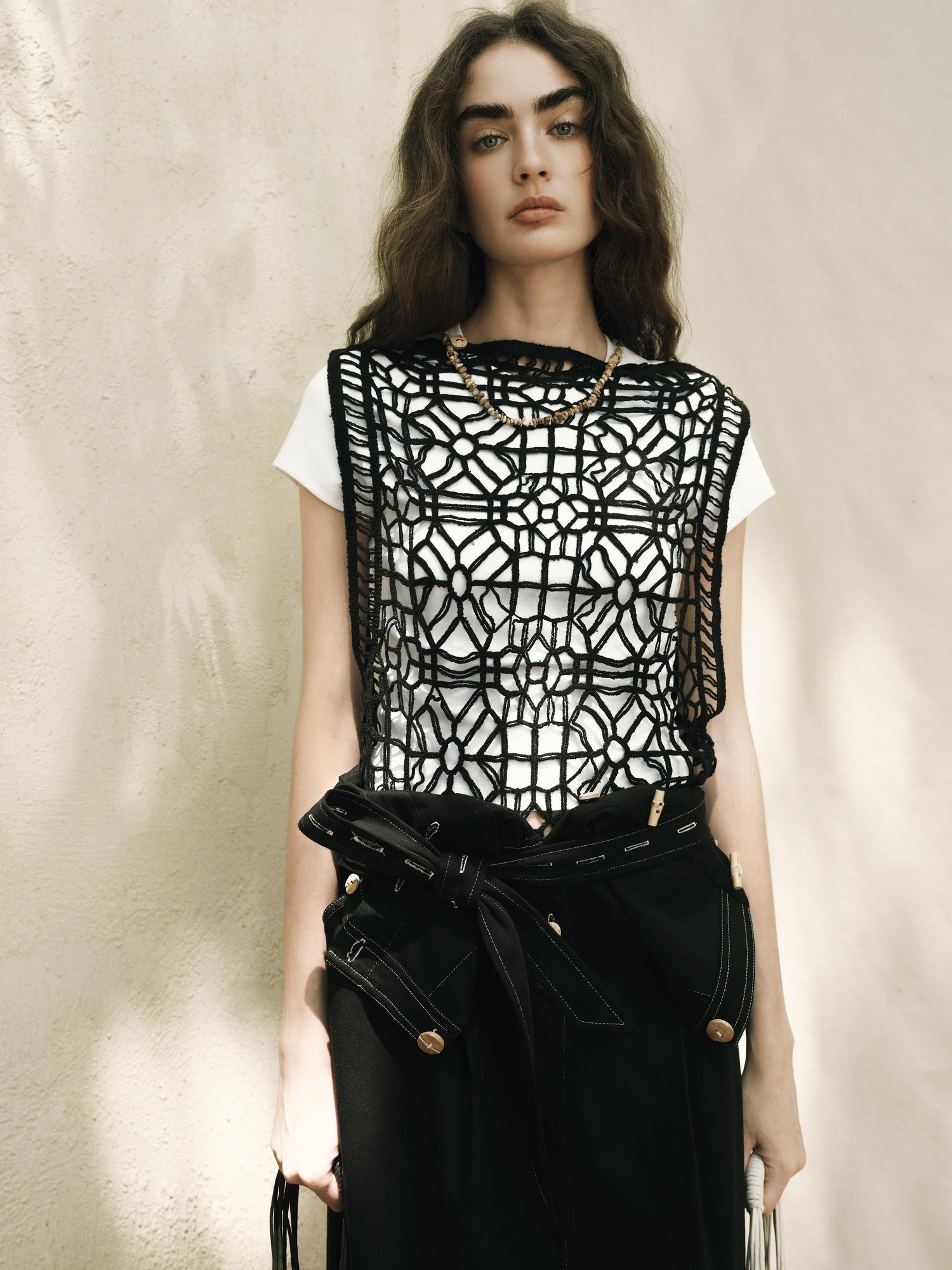 AnnoMundi Openwork Layered Mesh Shrug