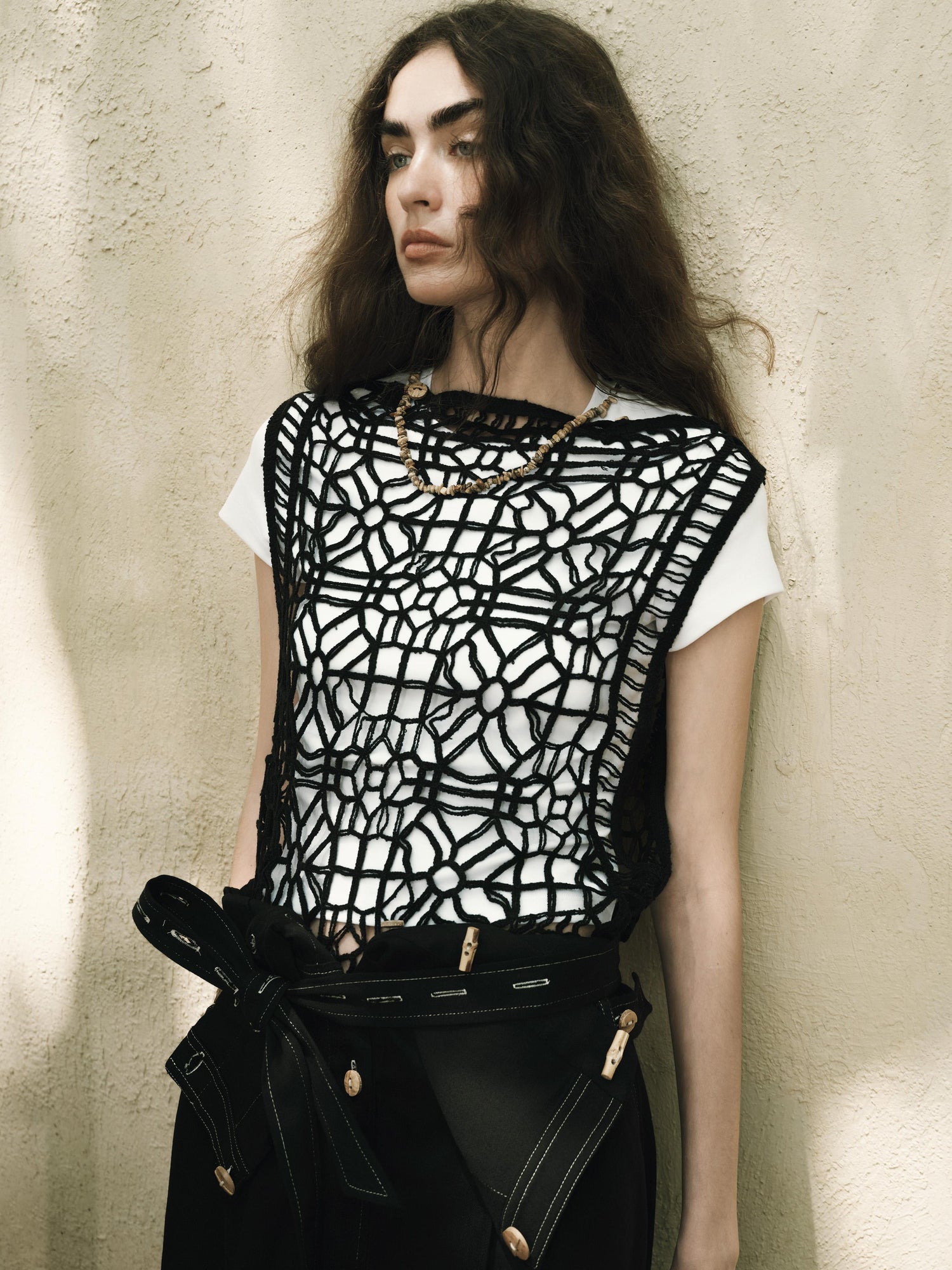 AnnoMundi Openwork Layered Mesh Shrug