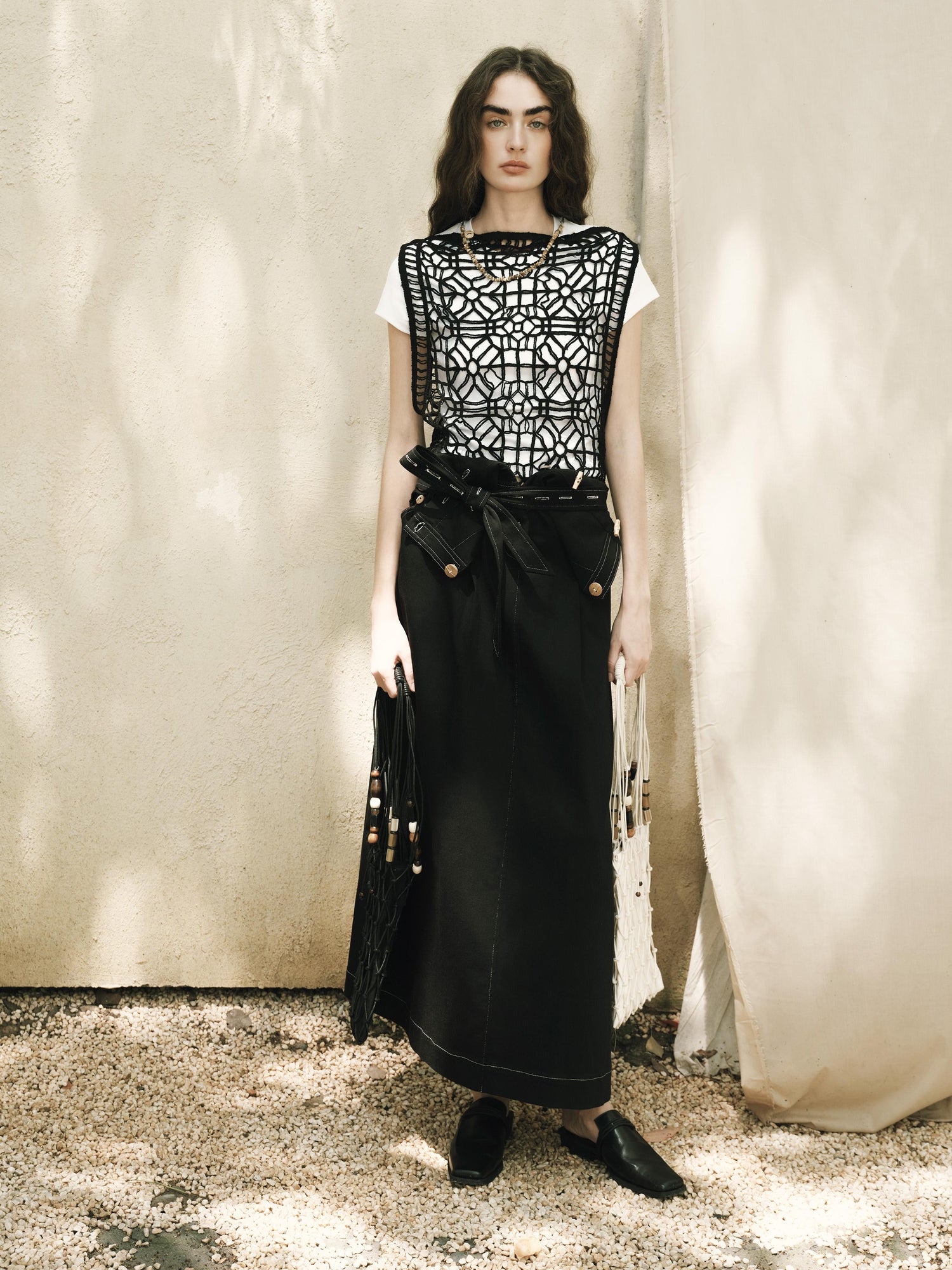 AnnoMundi Openwork Layered Mesh Shrug