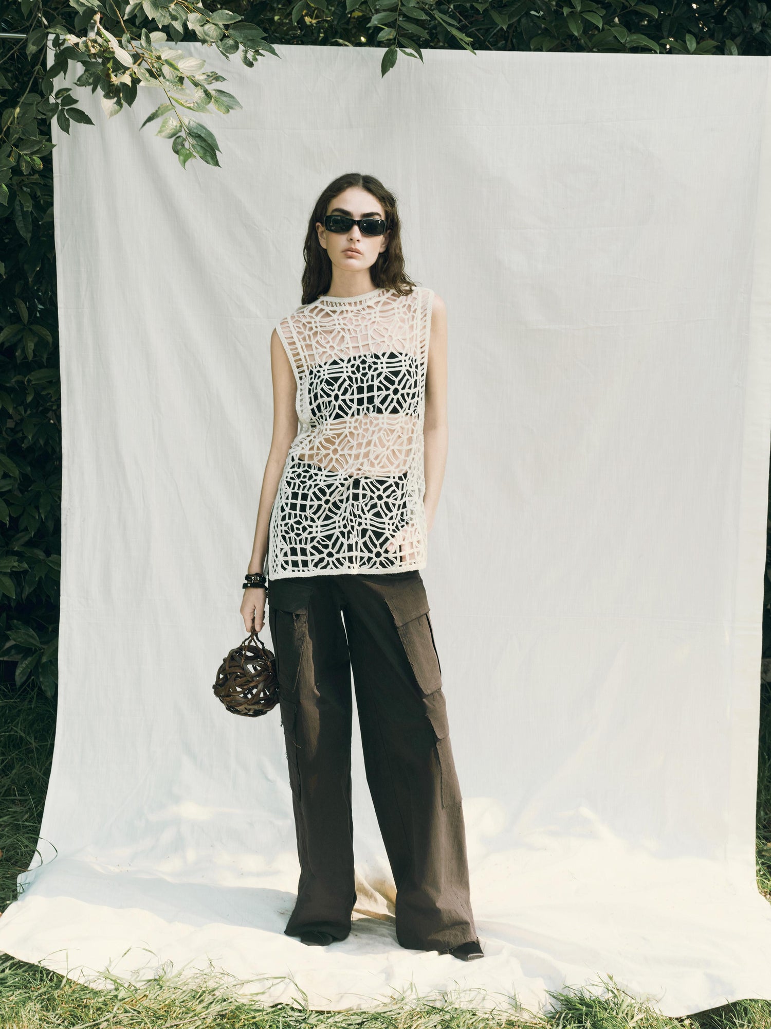 AnnoMundi Openwork Layered Mesh Shrug