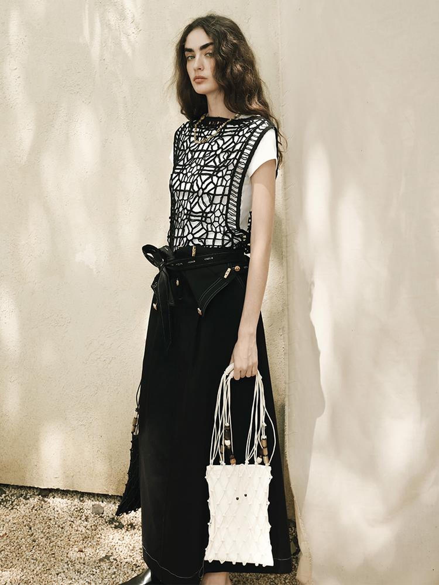 AnnoMundi Openwork Layered Mesh Shrug