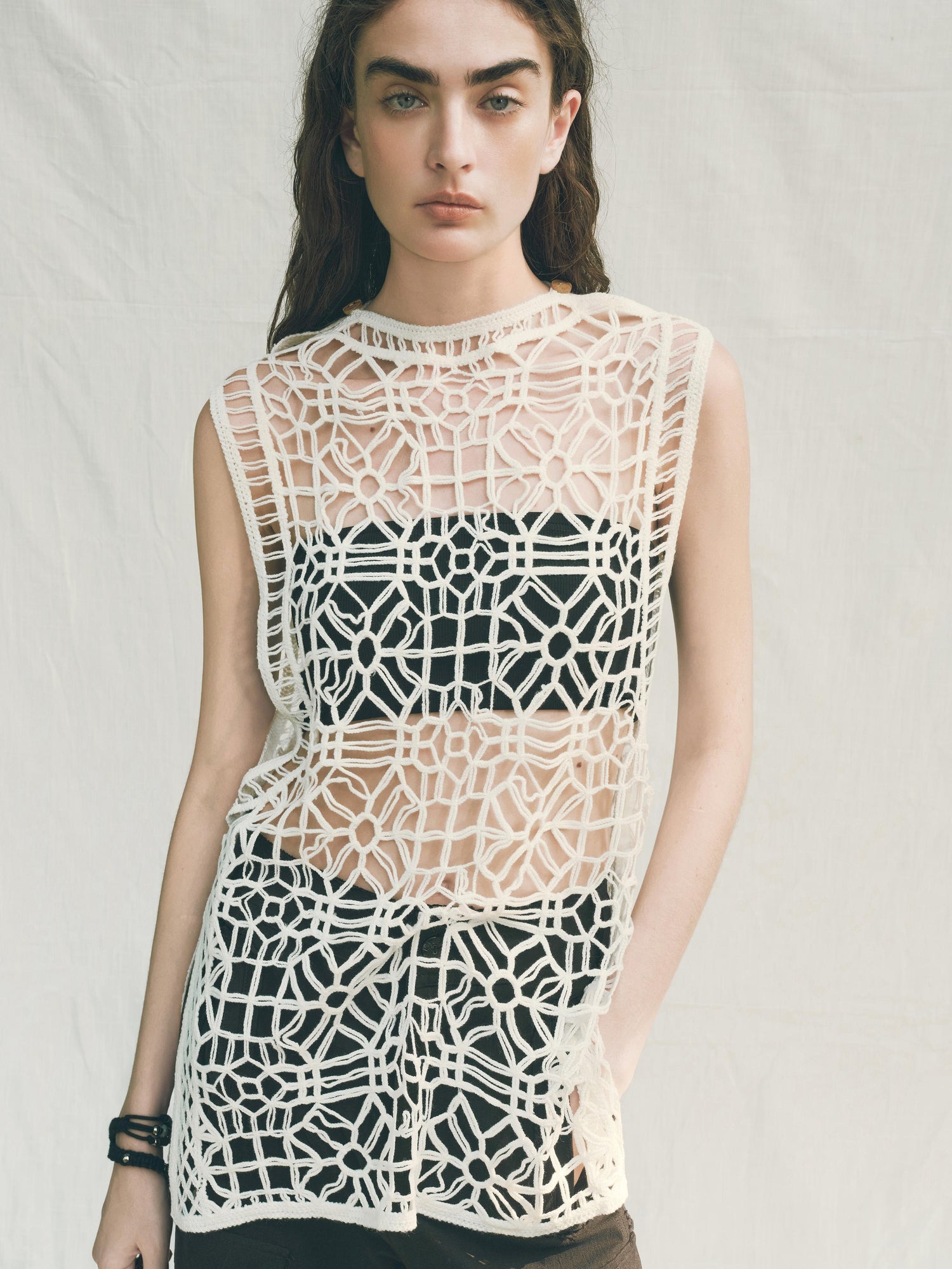 AnnoMundi Openwork Layered Mesh Shrug