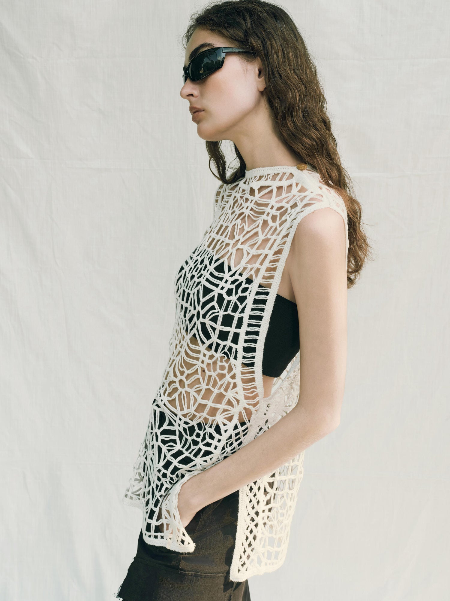 AnnoMundi Openwork Layered Mesh Shrug