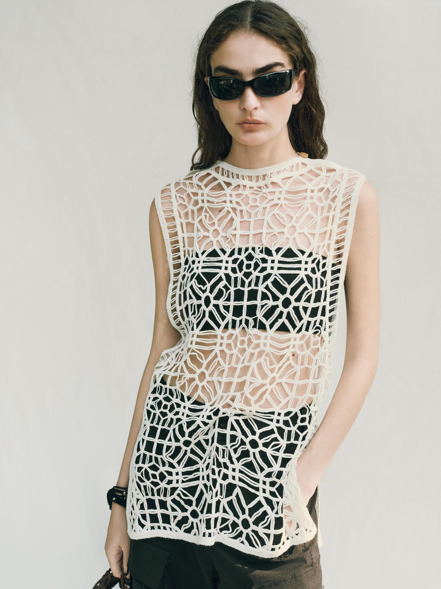AnnoMundi Openwork Layered Mesh Shrug