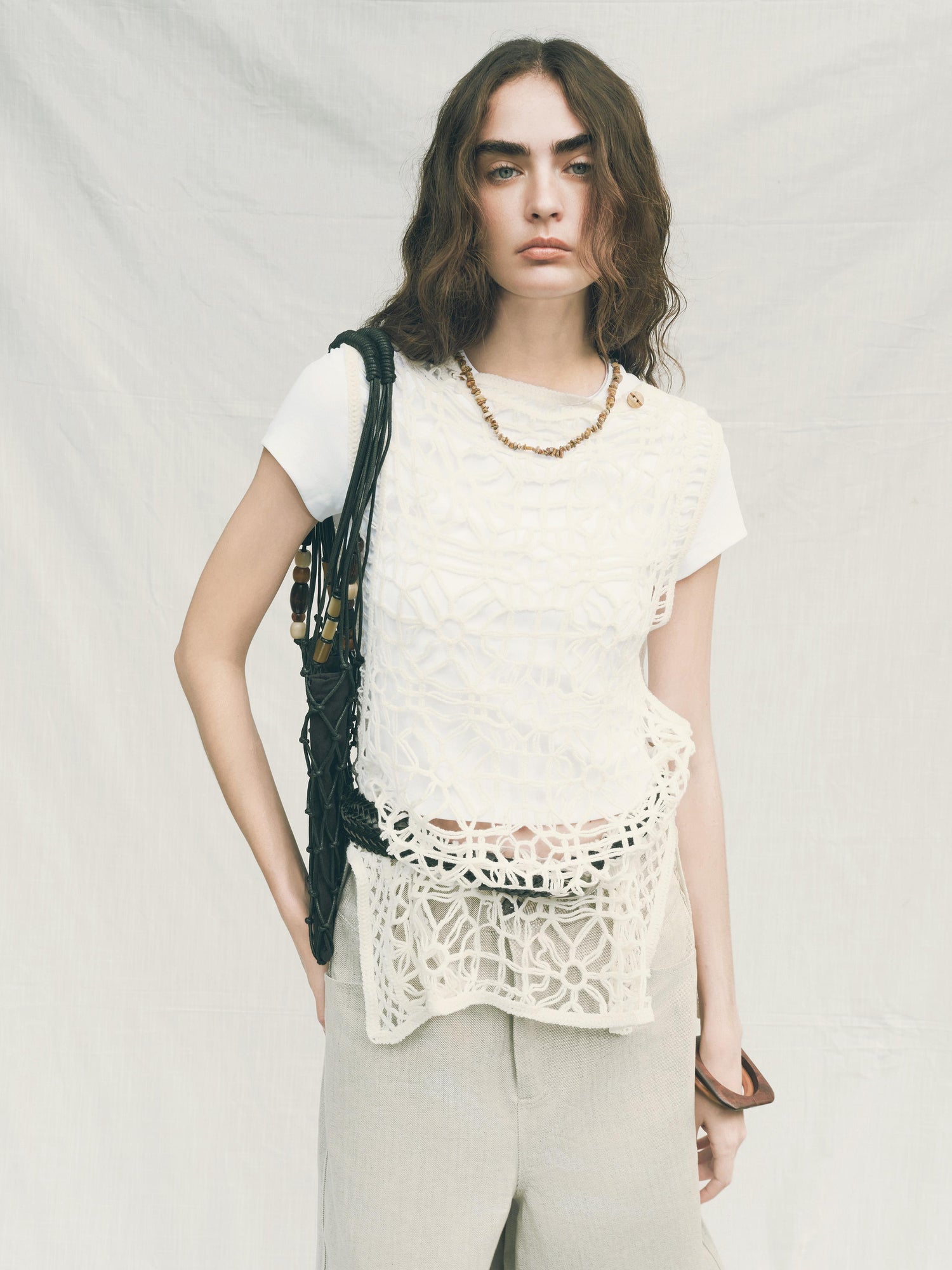 AnnoMundi Openwork Layered Mesh Shrug