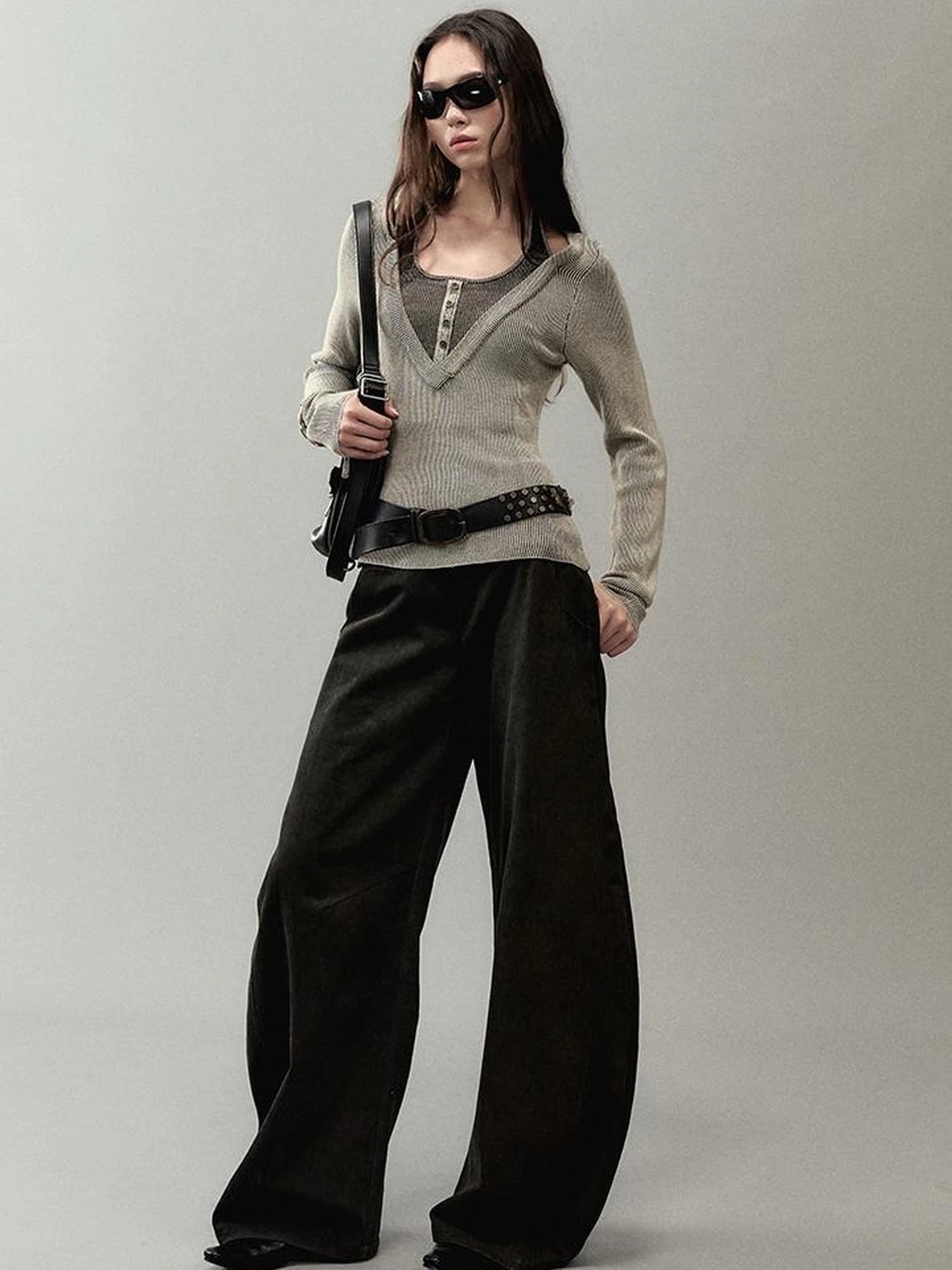 Overlap Knit V-Neck Layered Camisole Top