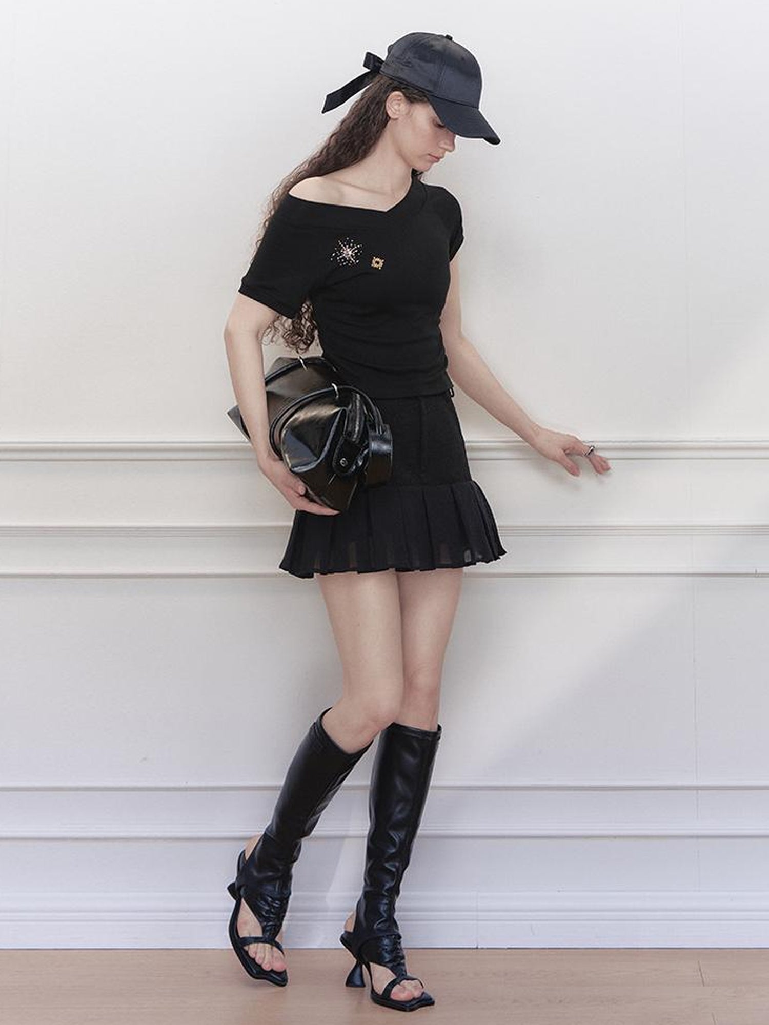 AnnoMundi Overlapping Shadow Pleats High Waist Skirt