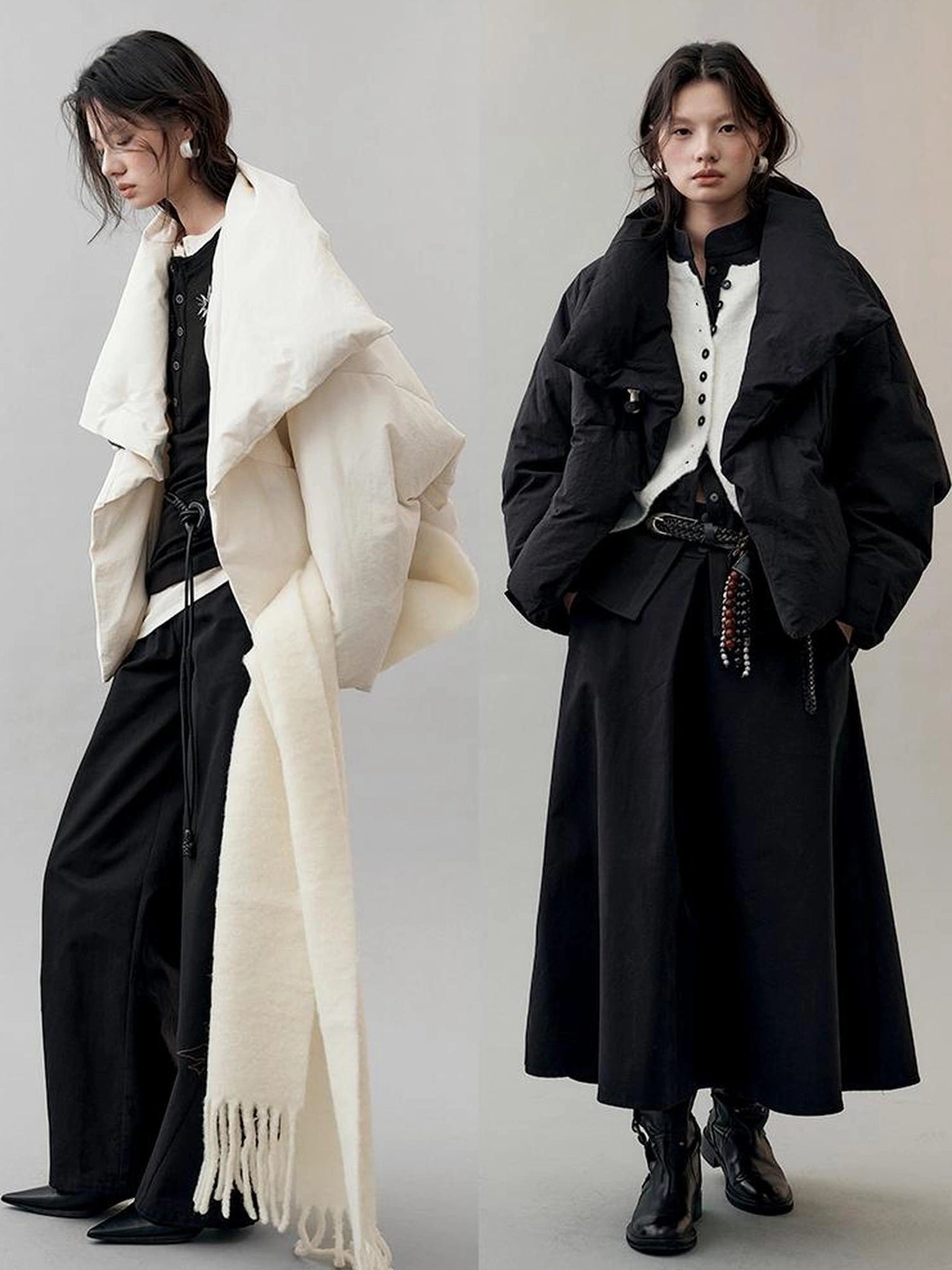 AnnoMundi Oversized Lapel Goose Down Coat Down Jacket
