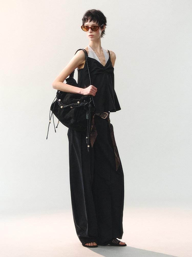 AnnoMundi Oversized Pleated Scarf Tie Waist Women&