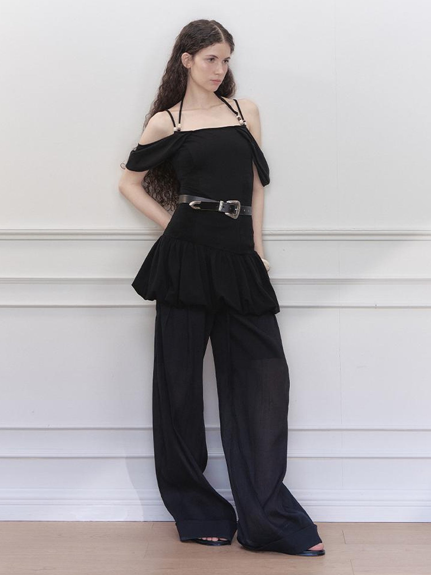 AnnoMundi Pearl Embellished Dream Knit Dress V-Neck T-Shirt Long-Sleeve