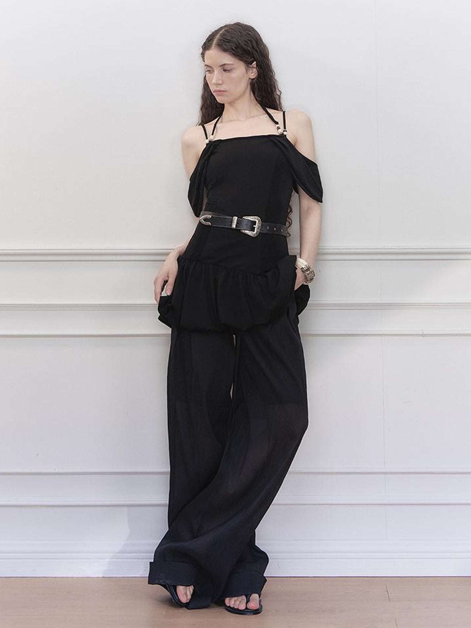 AnnoMundi Pearl Embellished Dream Knit Dress V-Neck T-Shirt Long-Sleeve