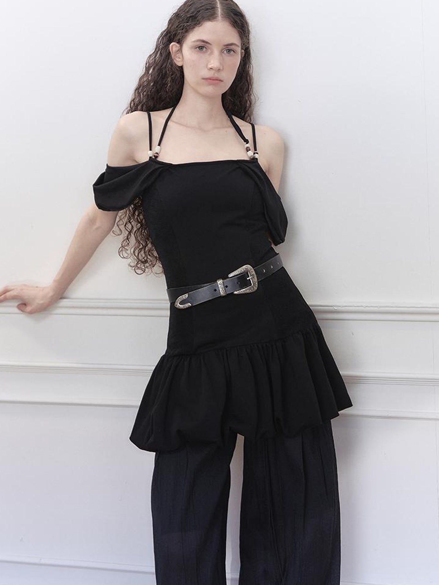 AnnoMundi Pearl Embellished Dream Knit Dress V-Neck T-Shirt Long-Sleeve