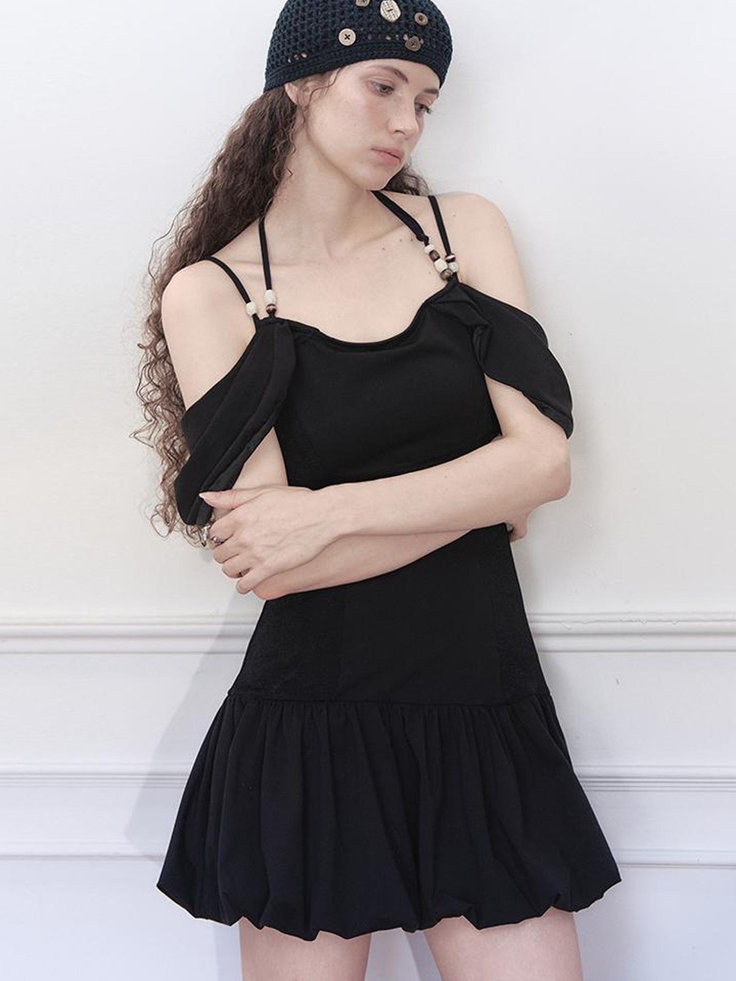 AnnoMundi Pearl Embellished Dream Knit Dress V-Neck T-Shirt Long-Sleeve