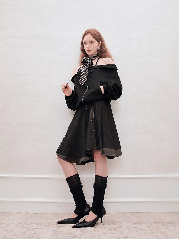 AnnoMundi Pearlescent Pleated Double Zipper Knit Loose Fit Women&