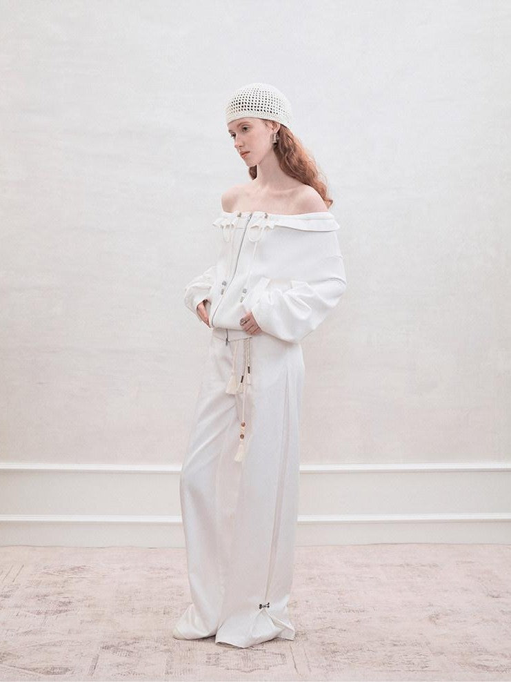 AnnoMundi Pearlescent Pleated Double Zipper Knit Loose Fit Women&