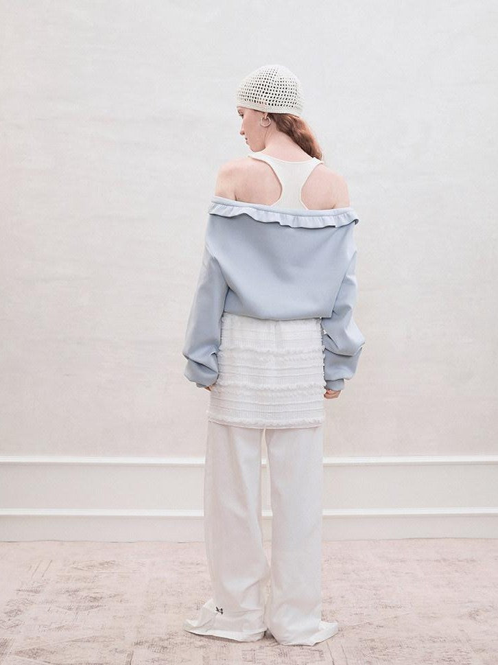 AnnoMundi Pearlescent Pleated Double Zipper Knit Loose Fit Women&