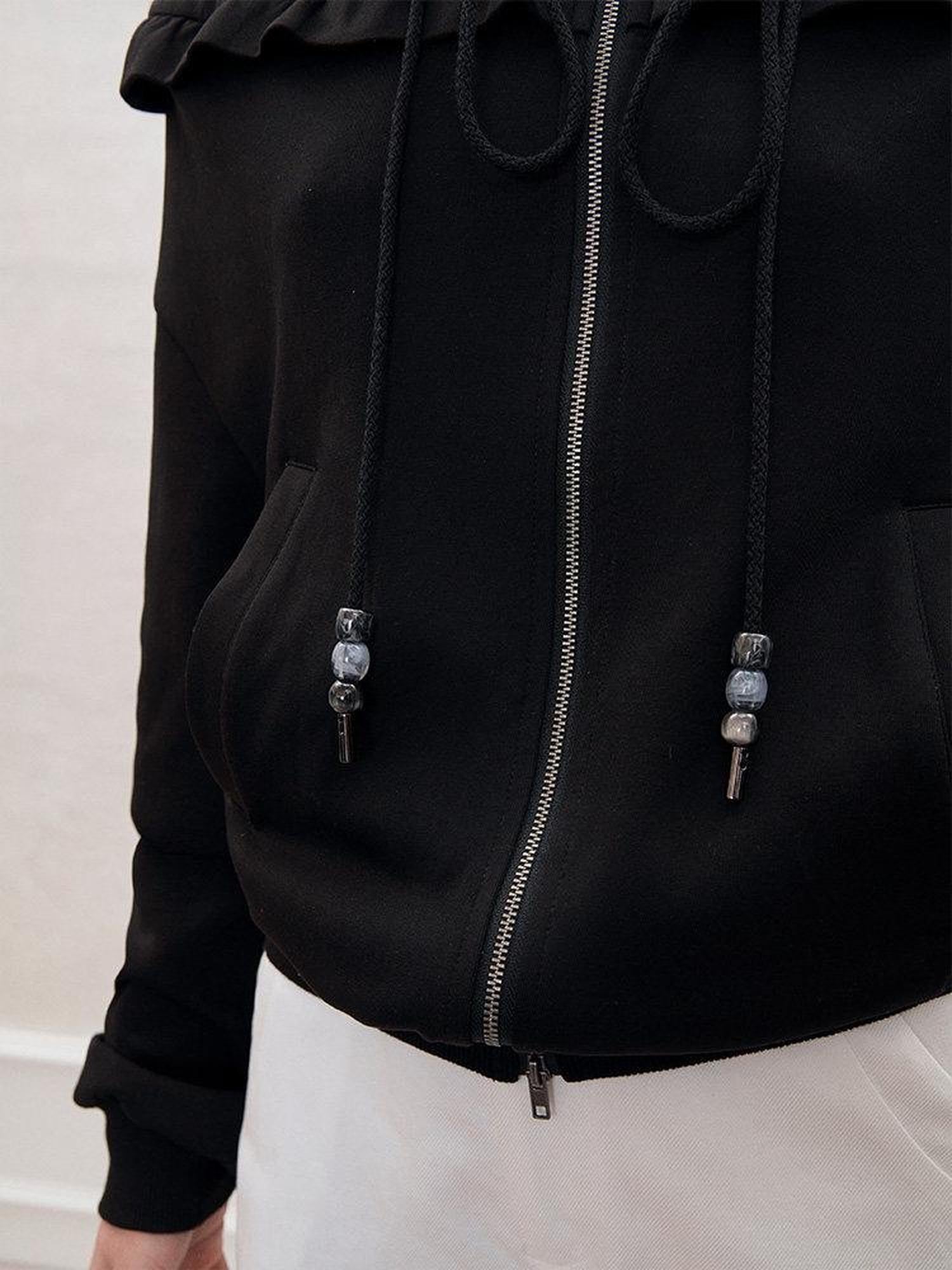 AnnoMundi Pearlescent Pleated Double Zipper Knit Loose Fit Women&