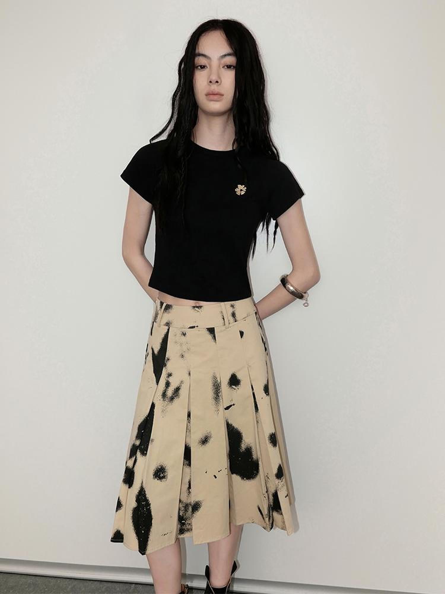AnnoMundi Petrified Silhouette Pleated A Line Skirt