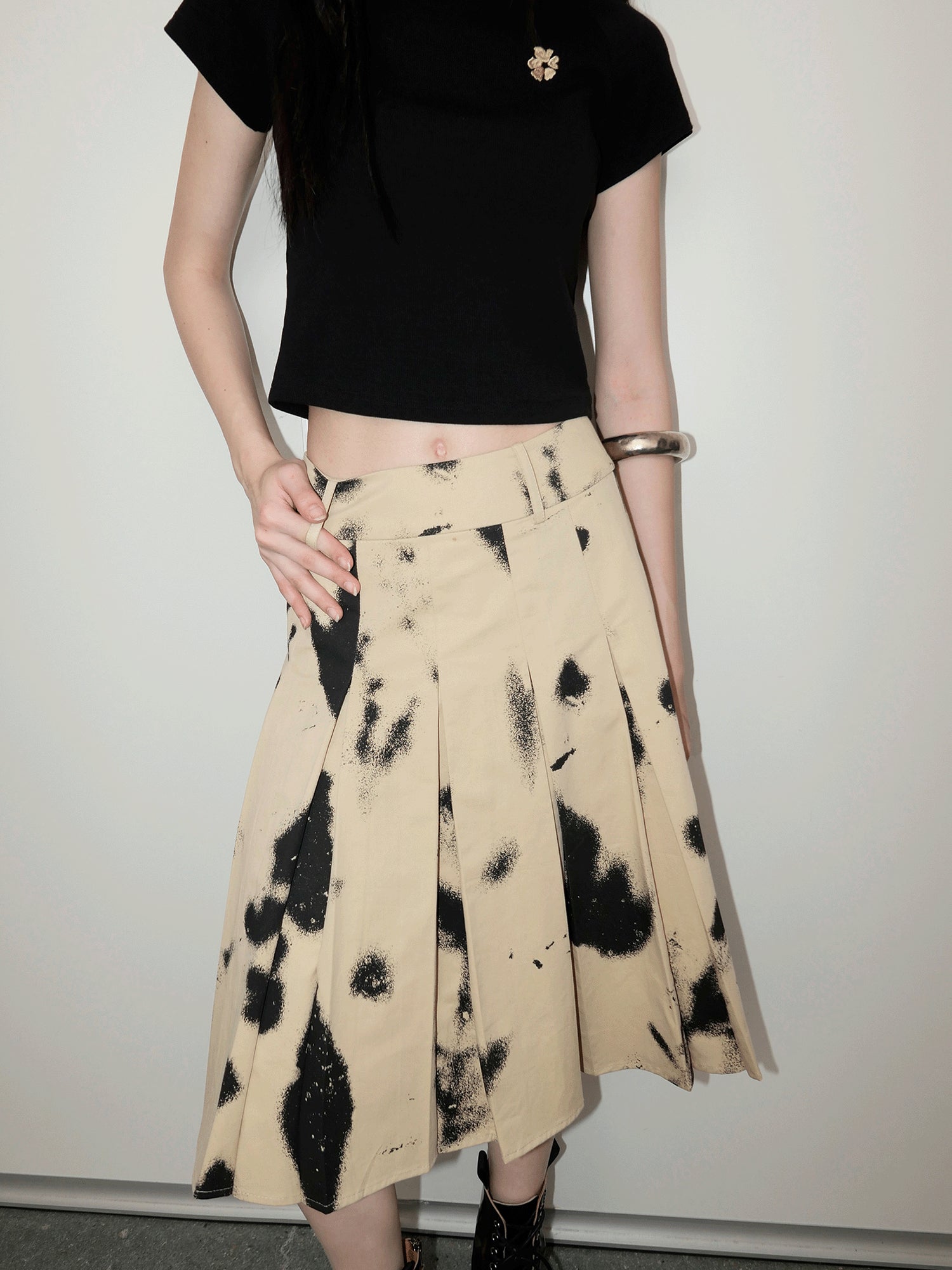 AnnoMundi Petrified Silhouette Pleated A Line Skirt