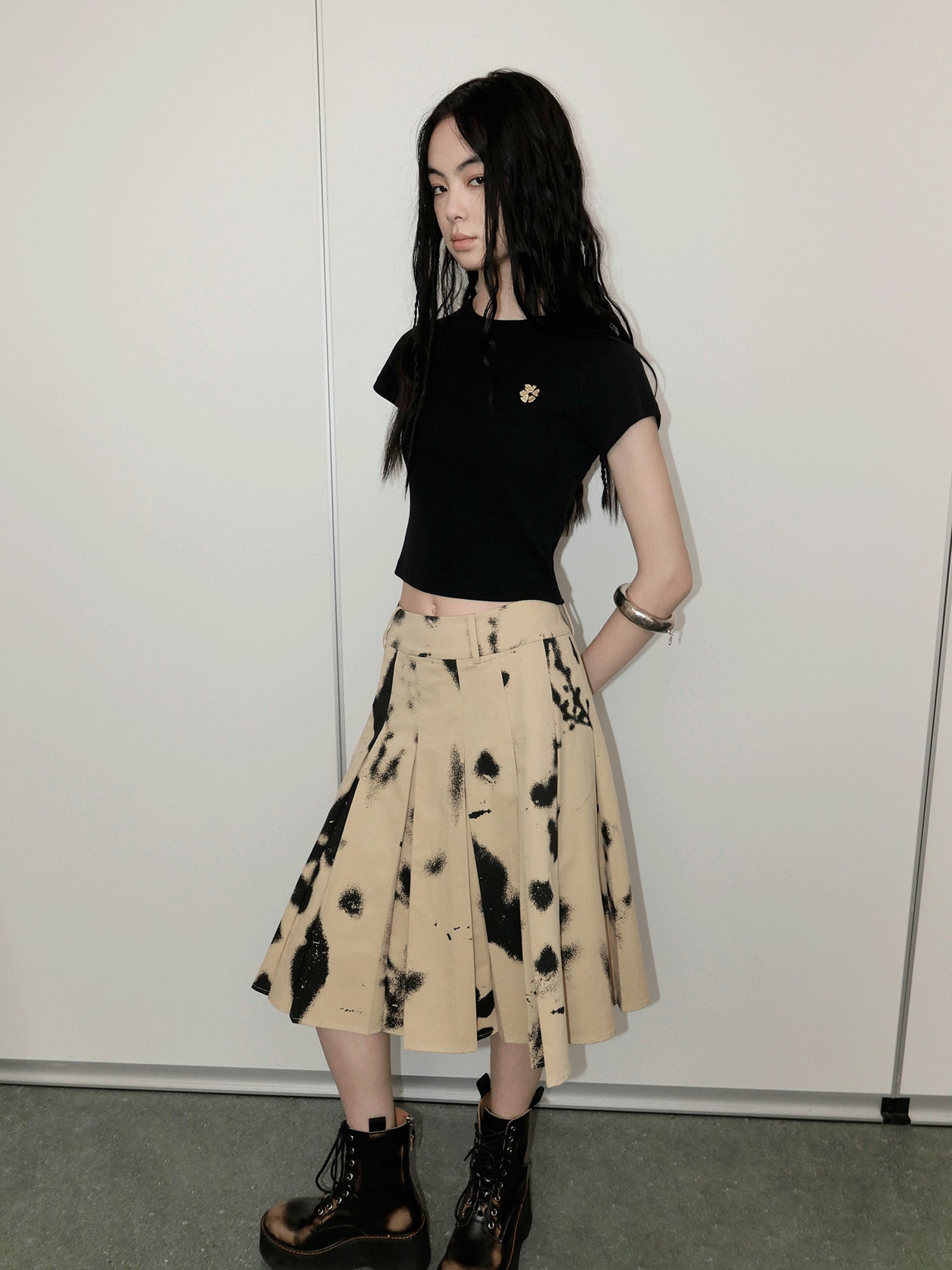 AnnoMundi Petrified Silhouette Pleated A Line Skirt