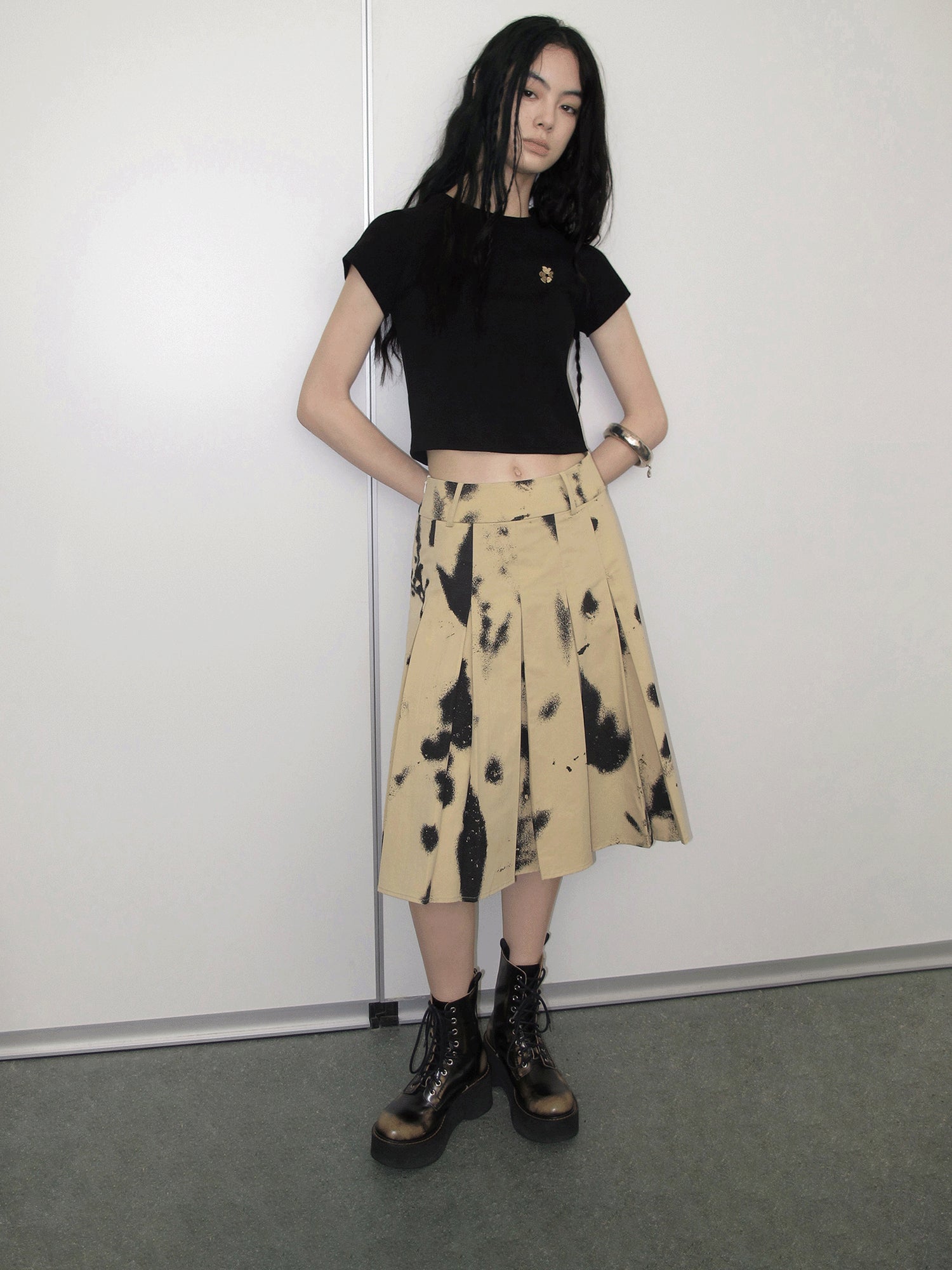 AnnoMundi Petrified Silhouette Pleated A Line Skirt