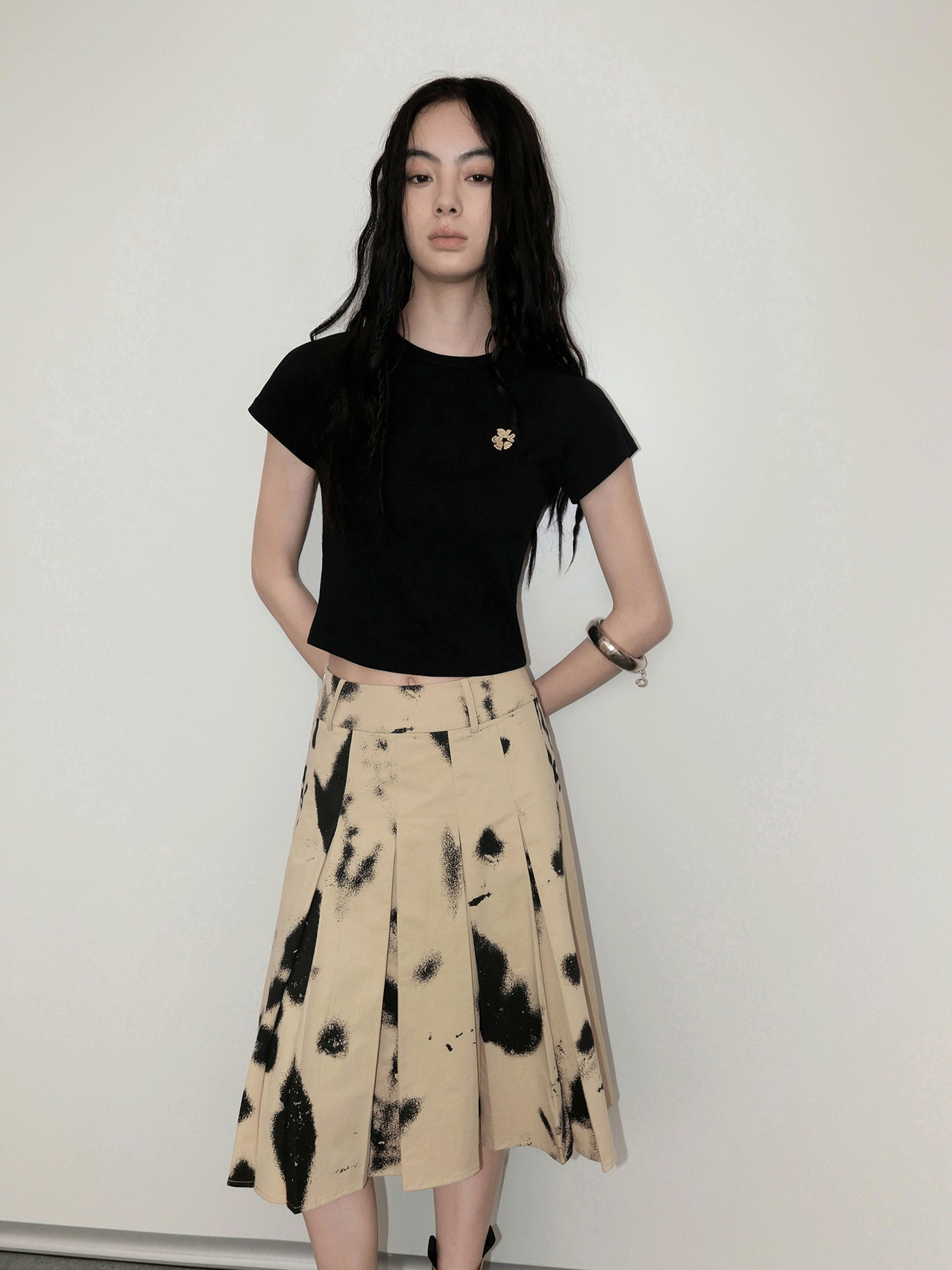 AnnoMundi Petrified Silhouette Pleated A Line Skirt