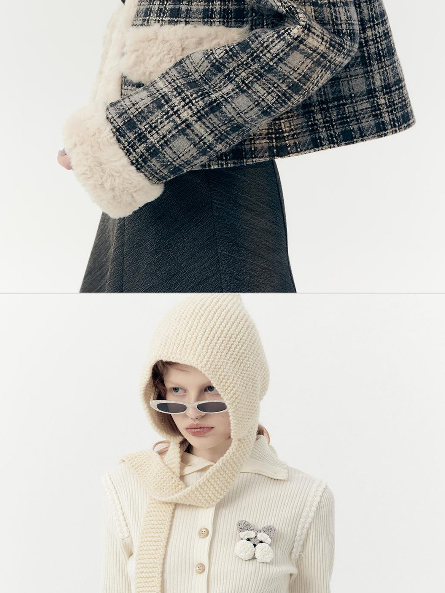 AnnoMundi Plaid Wool Blend Coat and Skirt Set with Rose Velvet Trim