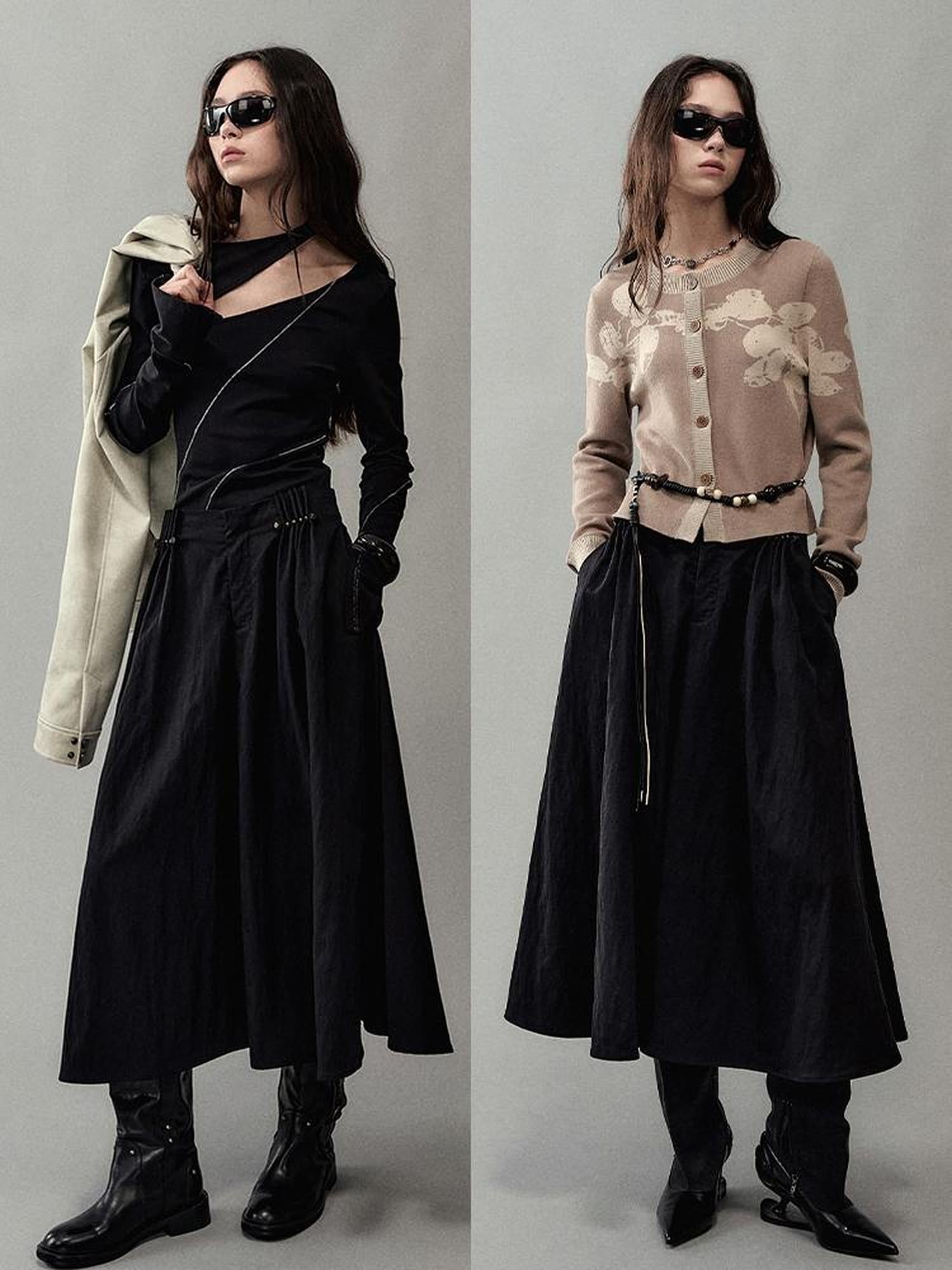 AnnoMundi Pleated Beaded A Line Skirt