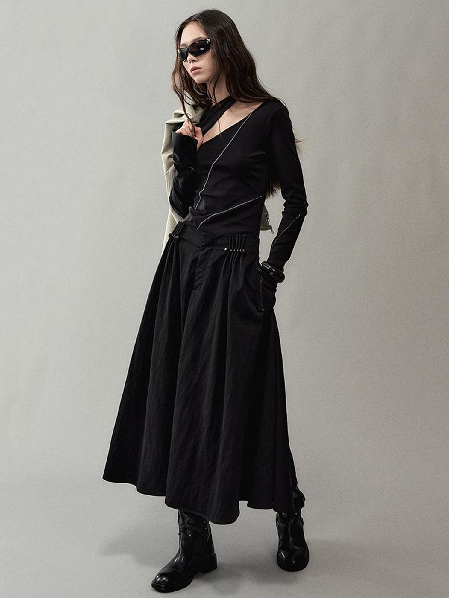 AnnoMundi Pleated Beaded A Line Skirt