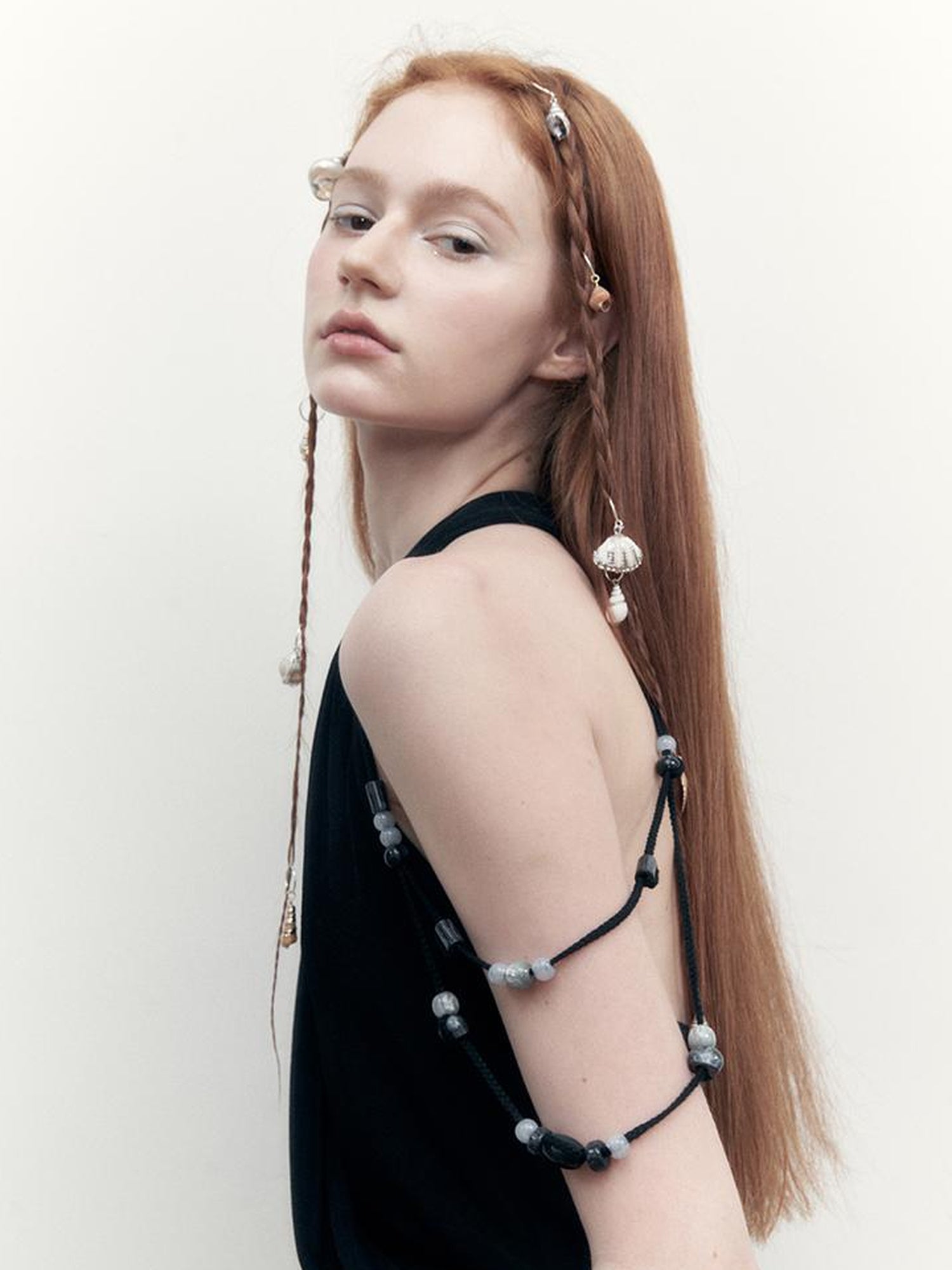 AnnoMundi Pleated Beaded Halter Maxi Dress