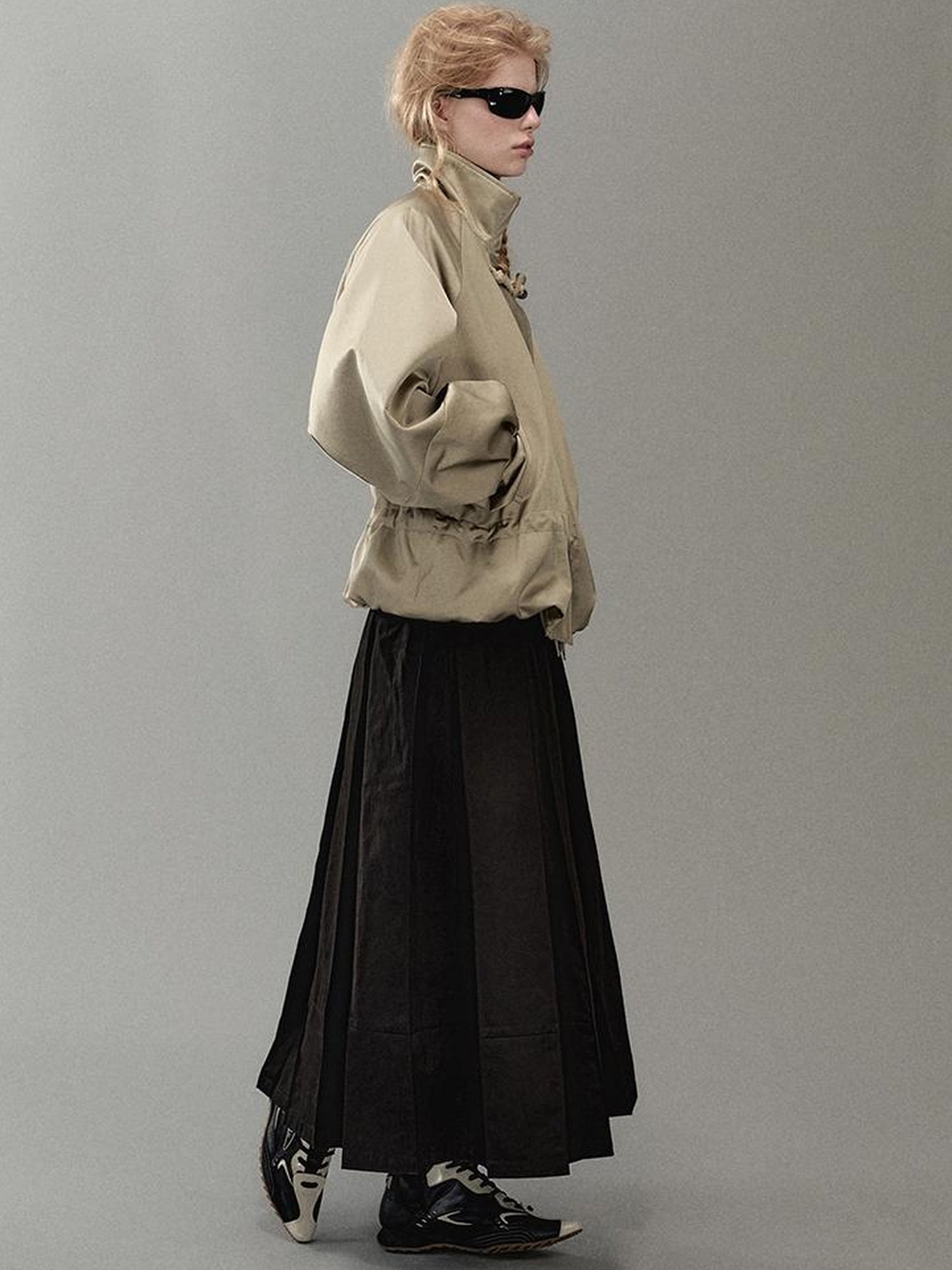 AnnoMundi Pleated Bloom Long Skirt With Elastic Waist