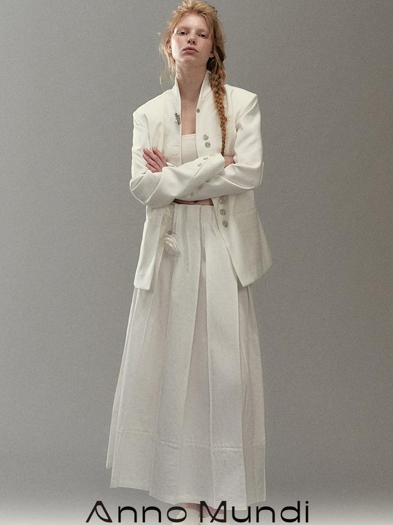 AnnoMundi Pleated Bloom Long Skirt With Elastic Waist